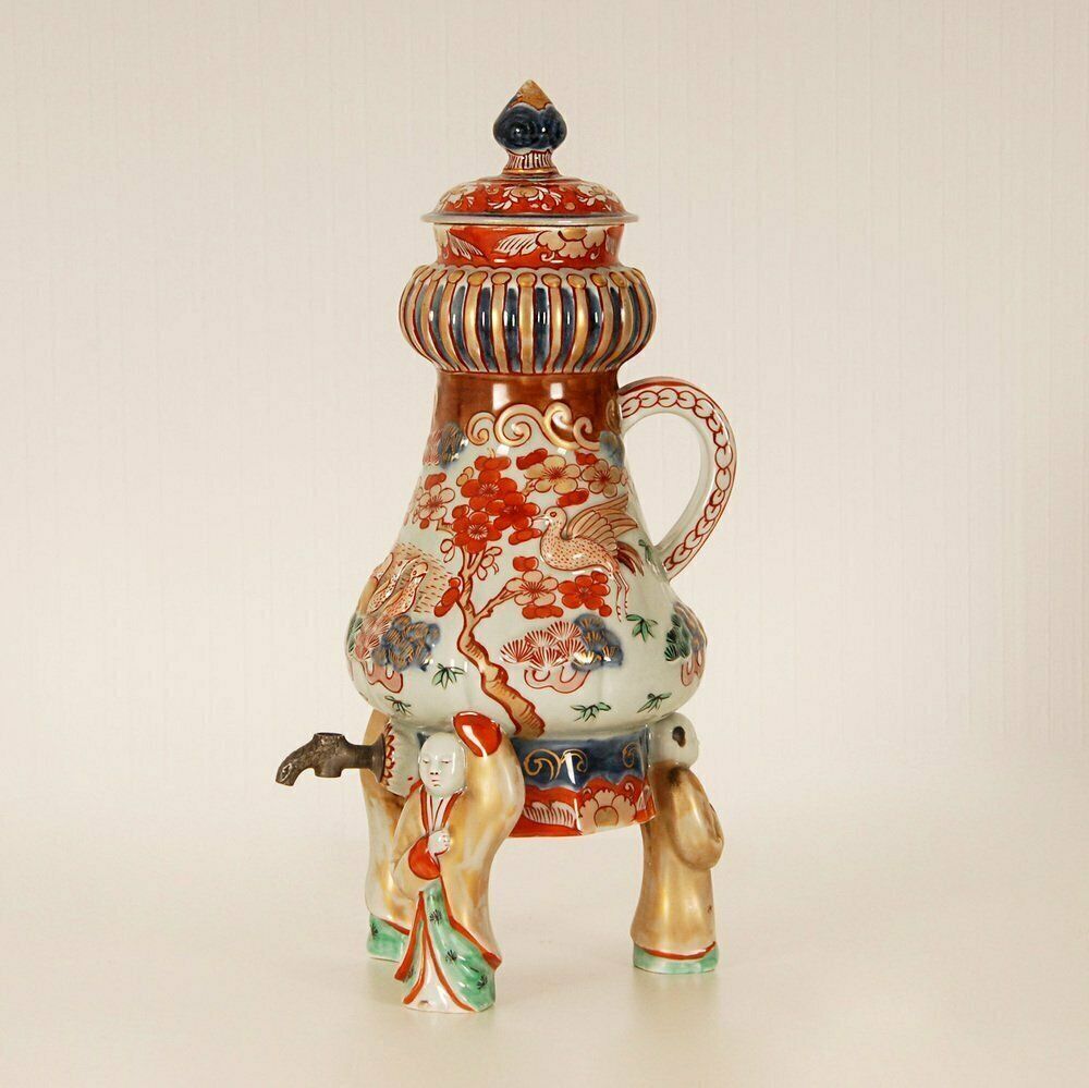 Antique Japanese Ceramic Coffee Pot In Porcelain Arita By Samson Paris, 1600s