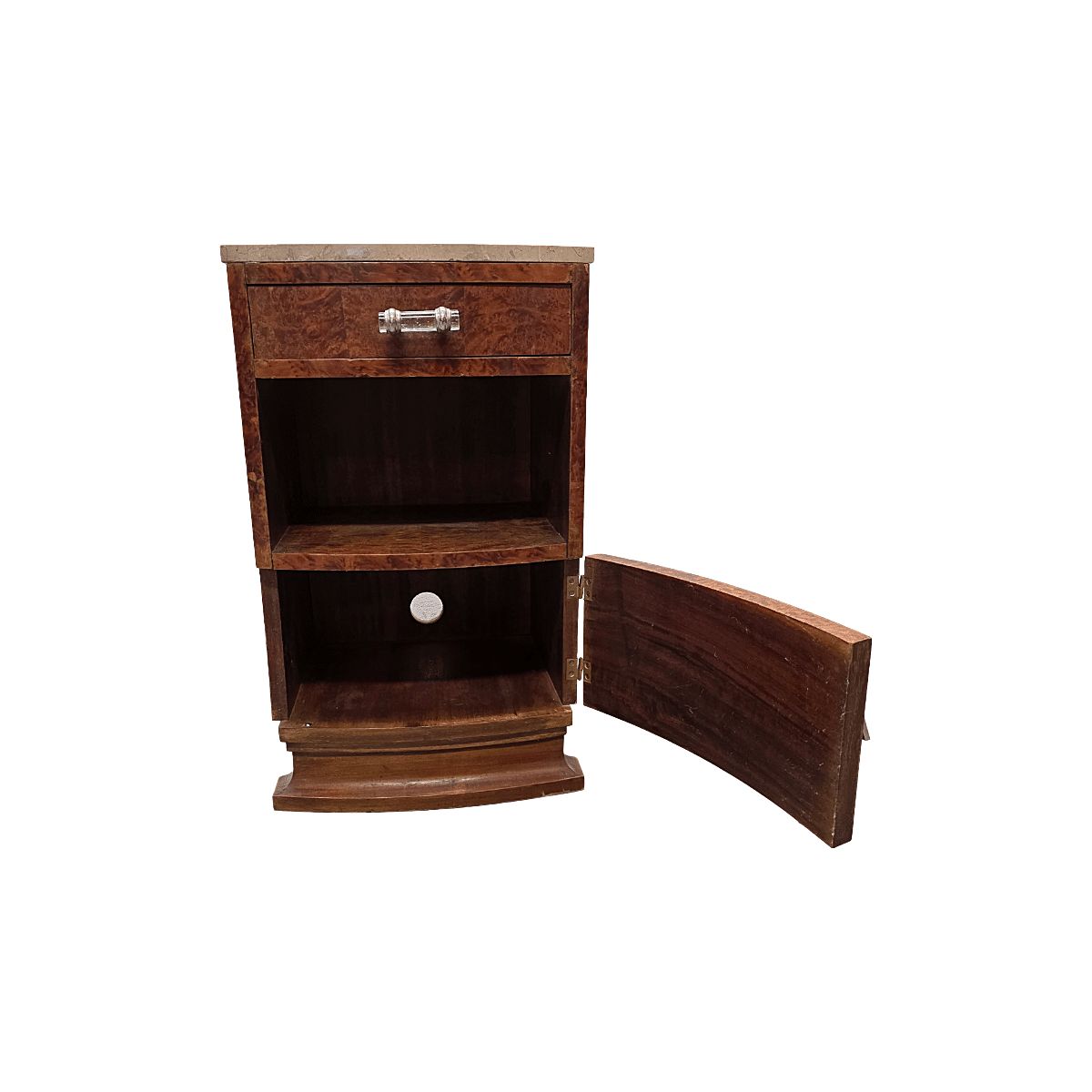 French Art Deco Burr Walnut Bedside Table, 1920/30s photo buy