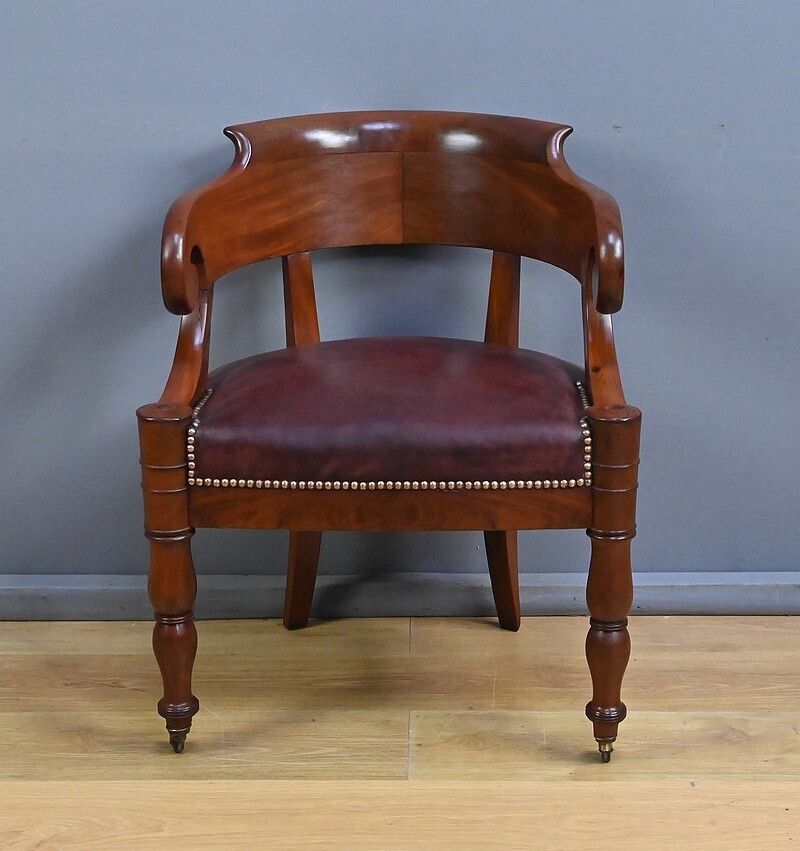 Mahogany Office Chair, Restoration Period – Early 19th Century photo vintage