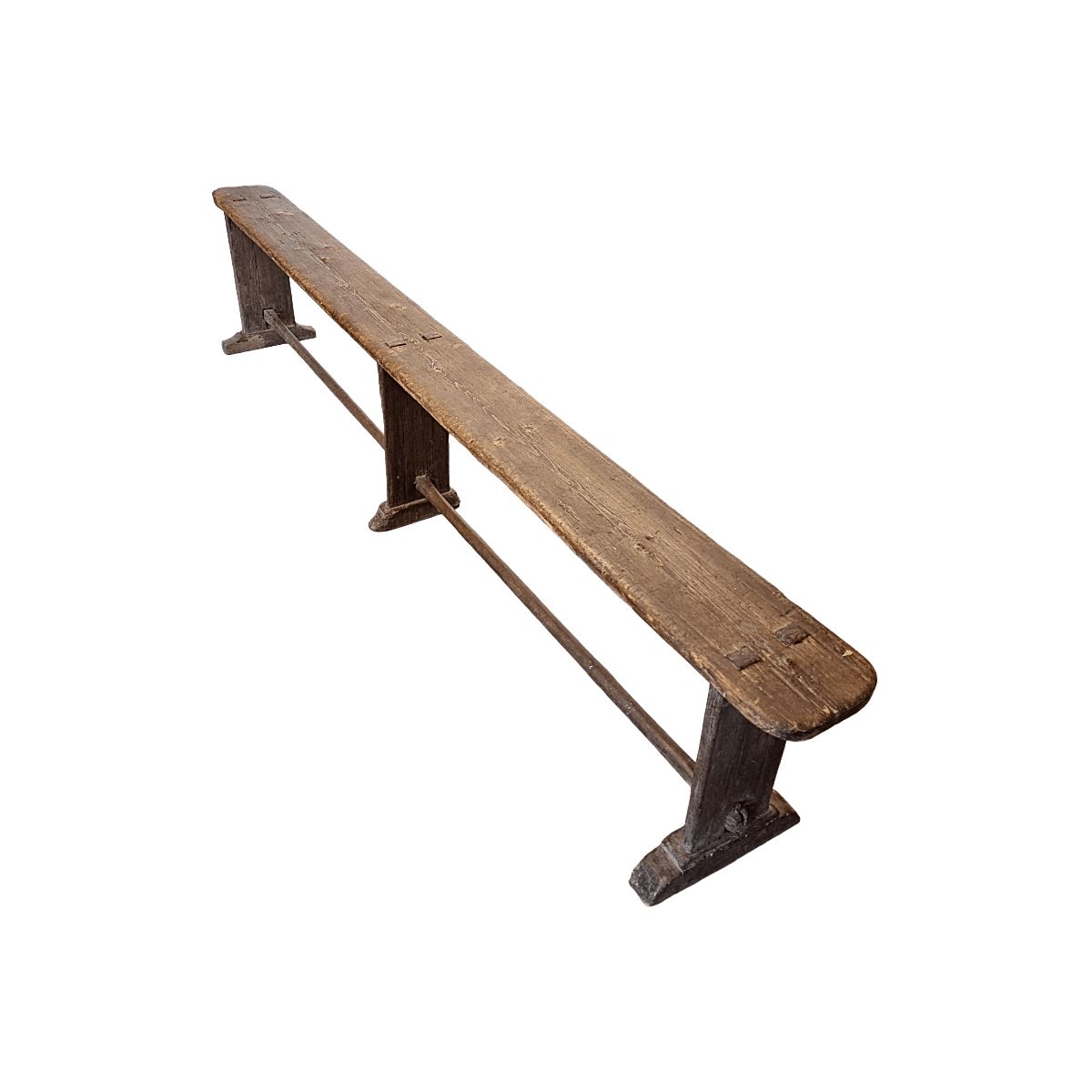 Antique French Wooden Bistro Bench, From Around 1850 photo furniture