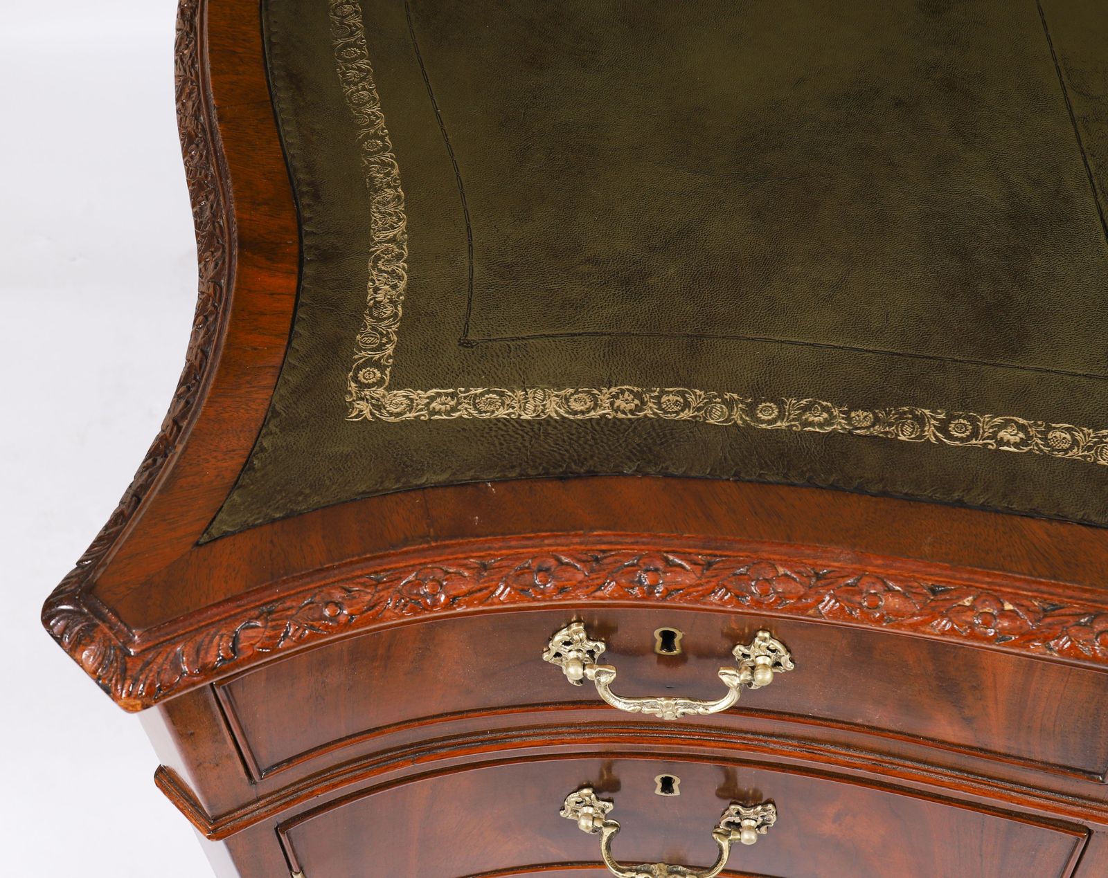 Antique Flame Mahogany Serpentine Partners Desk Circa 1900 photo 5250.0