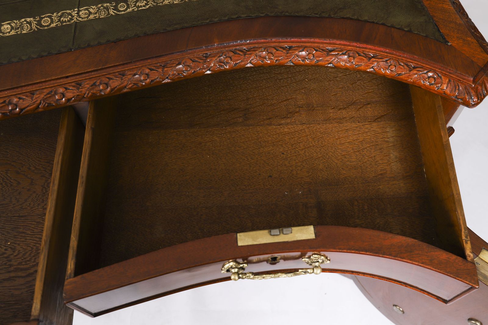 Furniture Antique Flame Mahogany Serpentine Partners Desk Circa 1900 photo