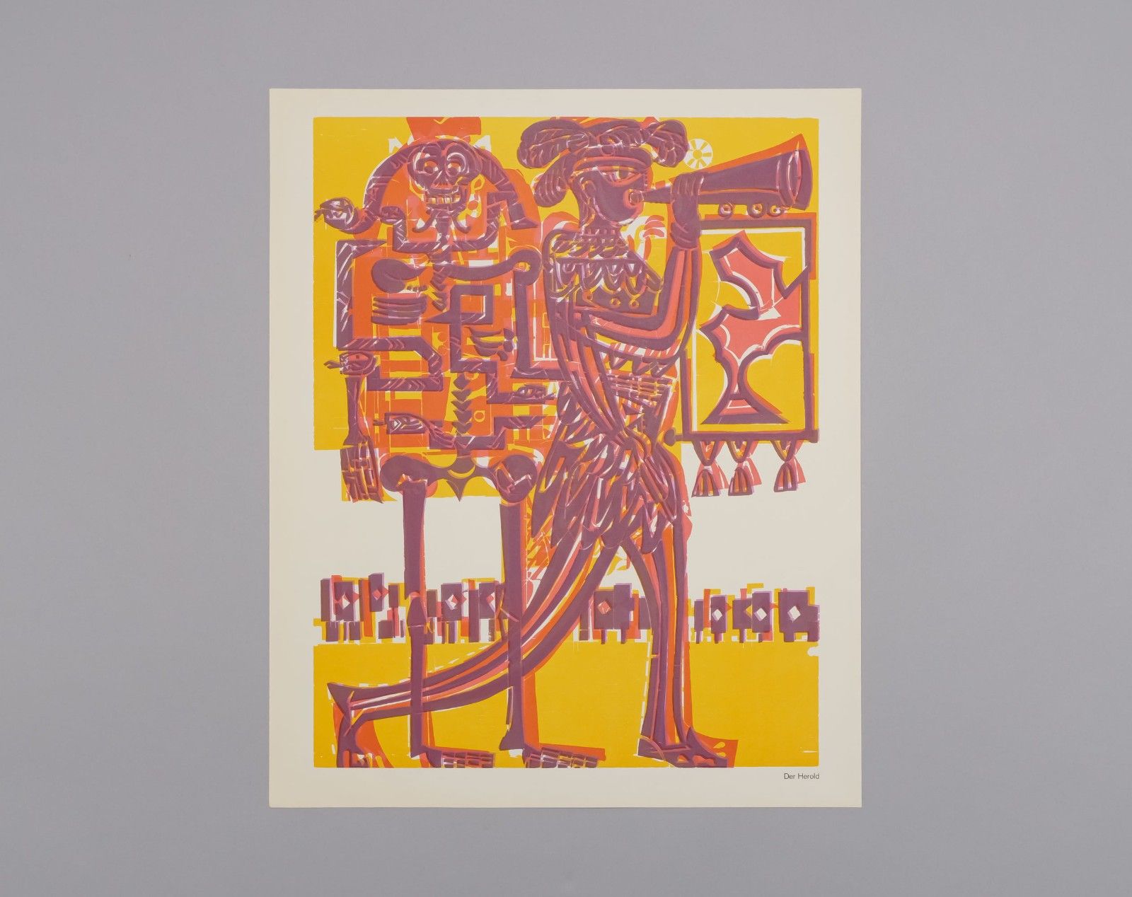 Original 1960s Hap Grieshaber Art Print – ‘The Herald’ / ‘Der Herold’
