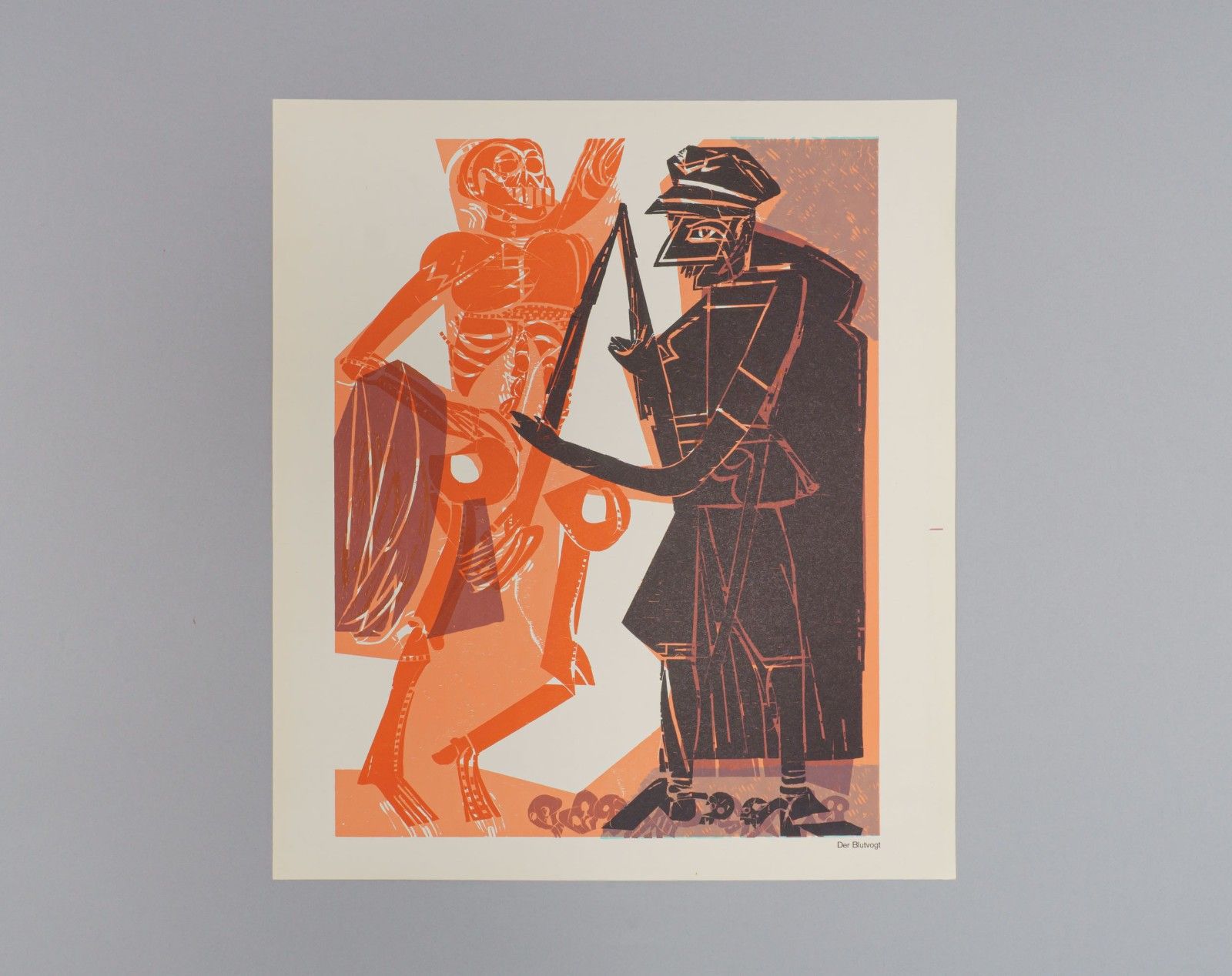 Original 1960s Hap Grieshaber Art Print – ‘The Bailiff’ / ‘Der Blutvogt’