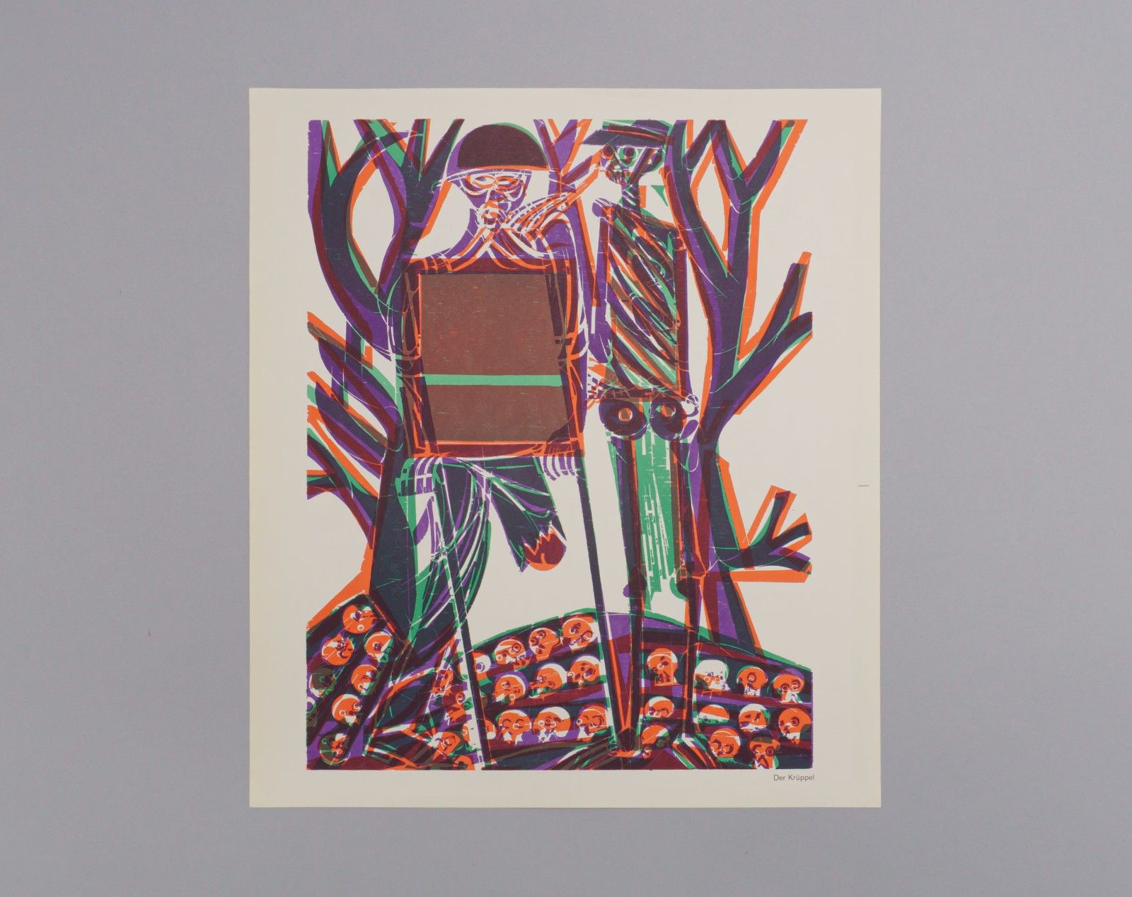 Original 1960s Hap Grieshaber Art Print – ‘The Cripple’ / ‘Der Krüppel’