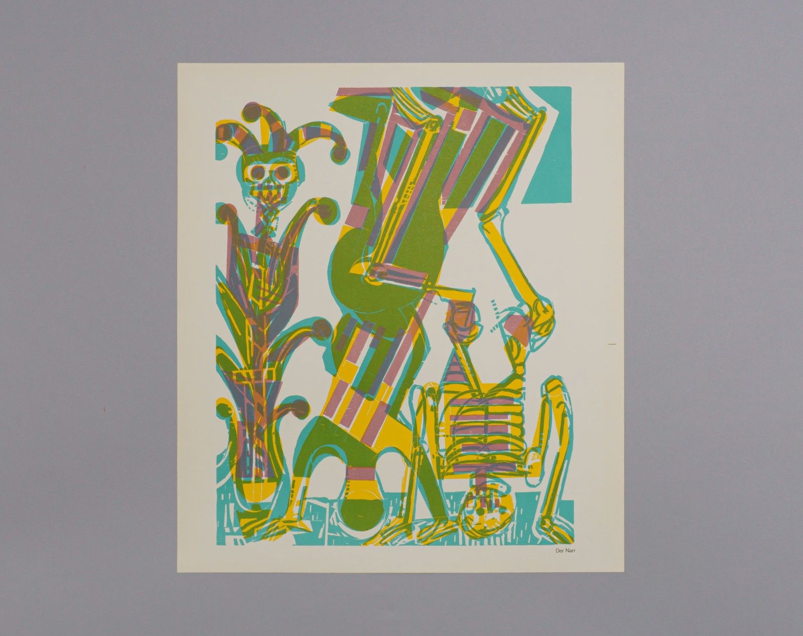 Original 1960s Hap Grieshaber Art Print – ‘The Fool’ / ‘Der Narr’