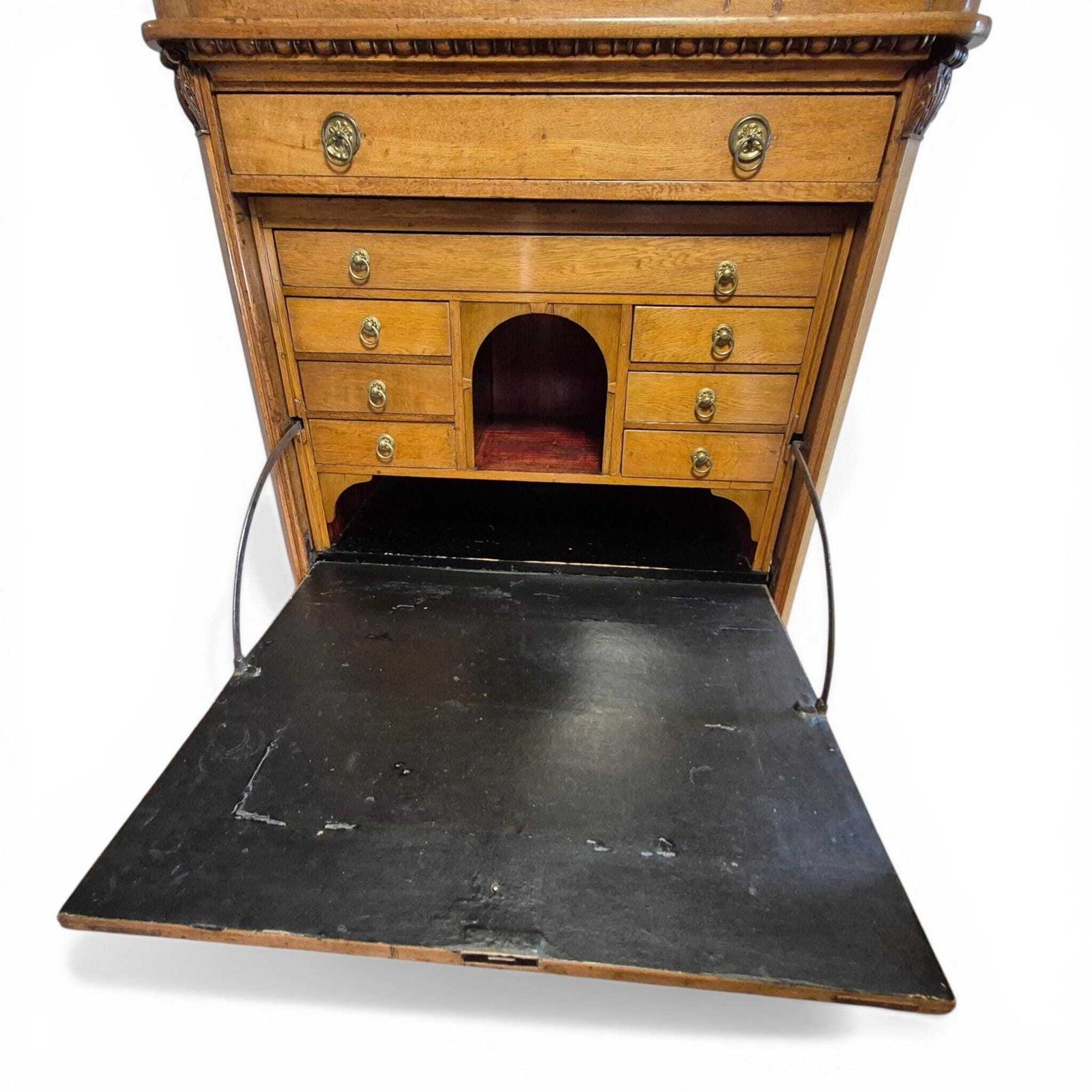 photo furniture Antique Oak Fall Front Bureau Desk Secretary C1900 Writing Cabinet Storage