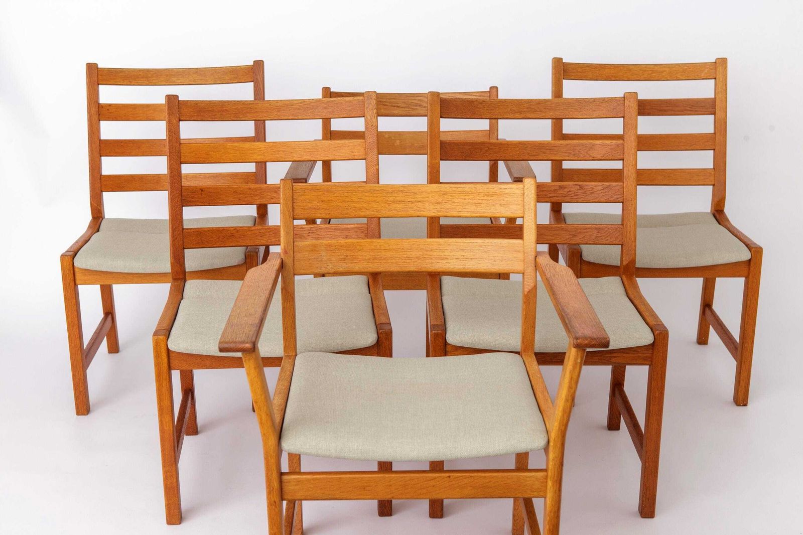 Set Of 6 Kurt østervig Oak Dining Chairs For Kp Møbler, Danish Mid Century Chairs 1960s, Arm & Side Chairs