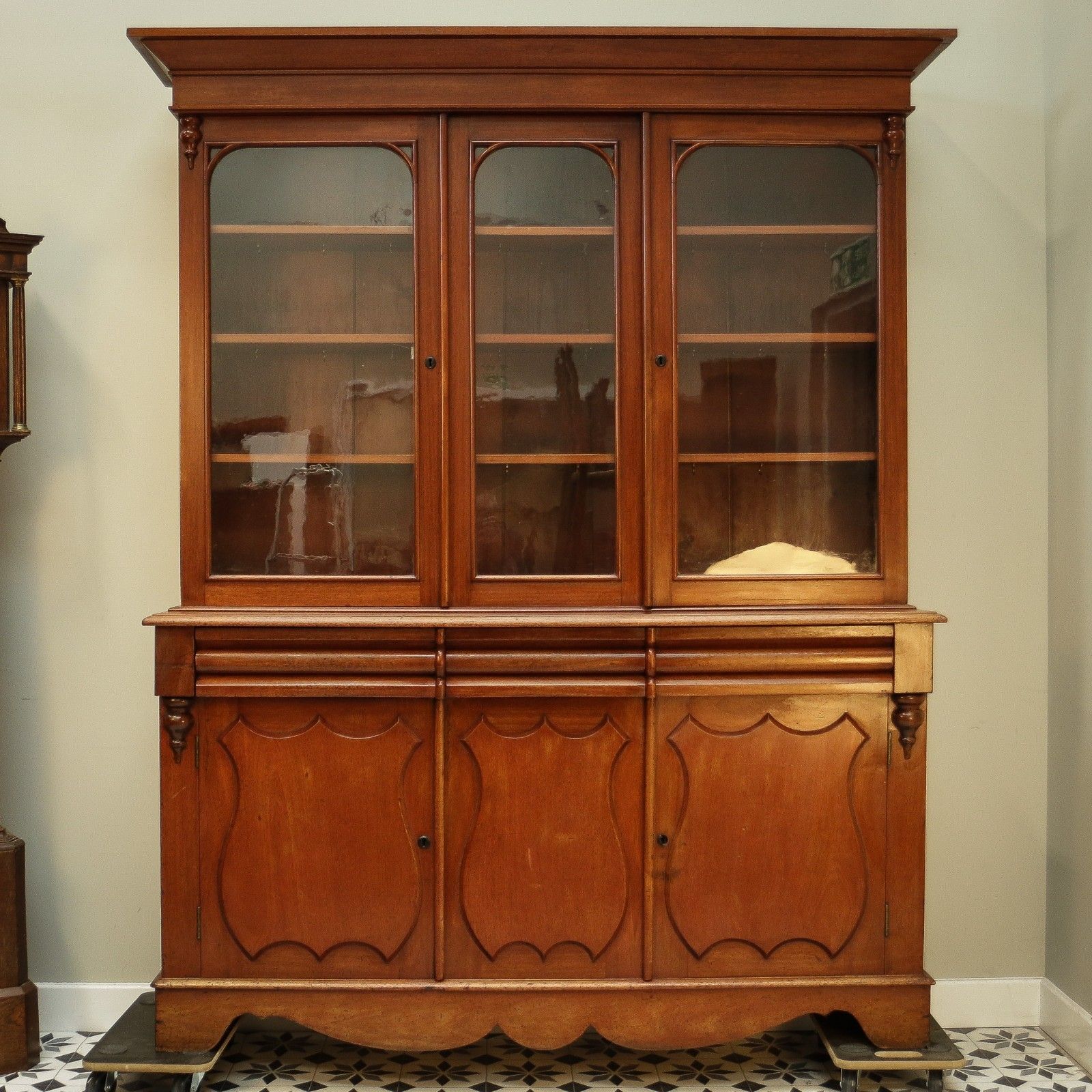 Antique Mahogany Bookcase Kitchen Dresser Display Cabinet  Late Victorian photo for sale