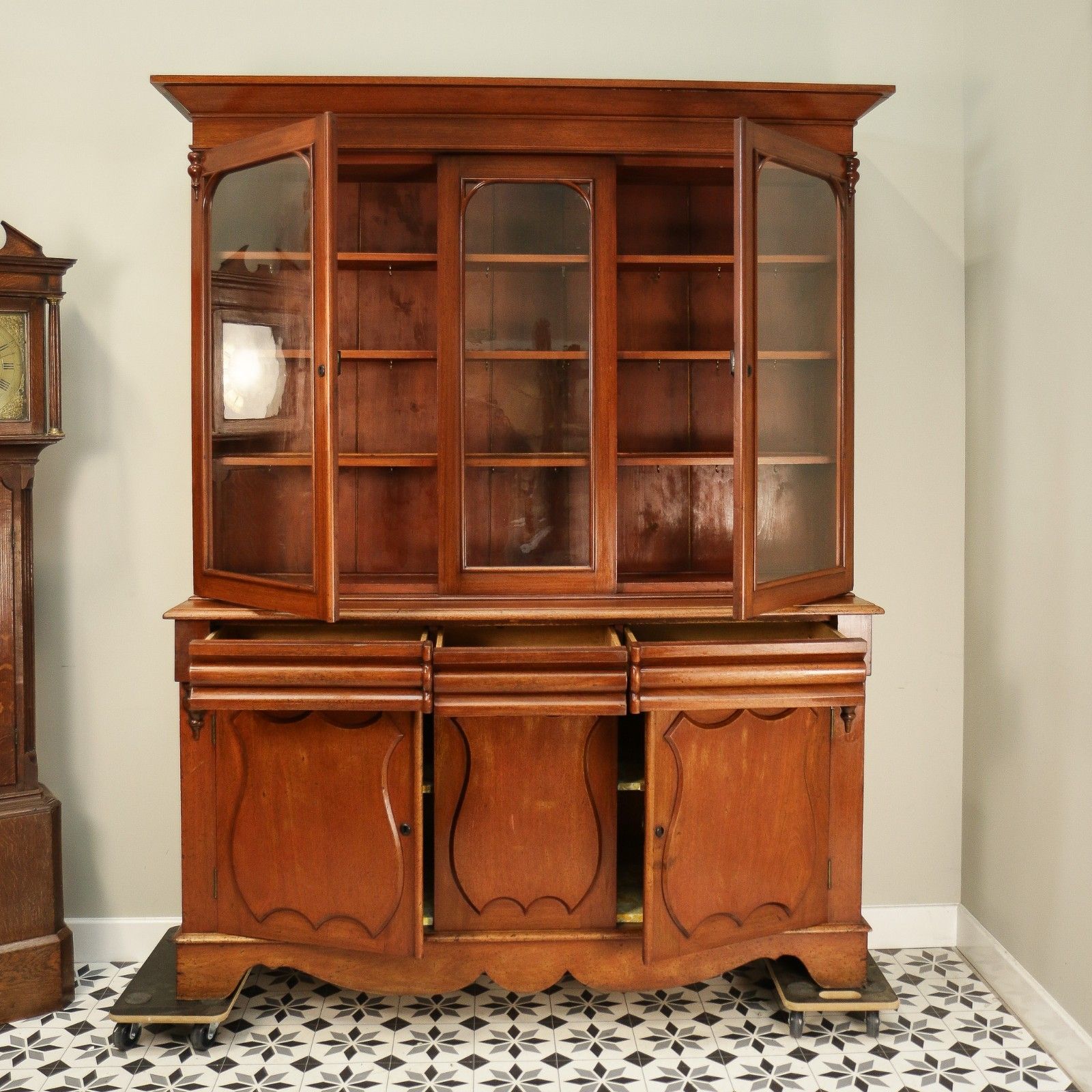 Antique Mahogany Bookcase Kitchen Dresser Display Cabinet  Late Victorian photo Furniture