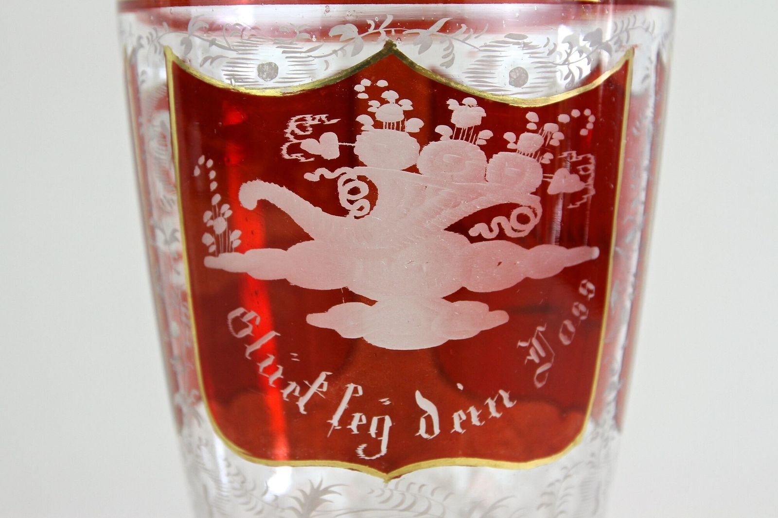 19th Century Biedermeier Glass Goblet   Engraved/ Handpainted, At Ca. 1835 photo for sale