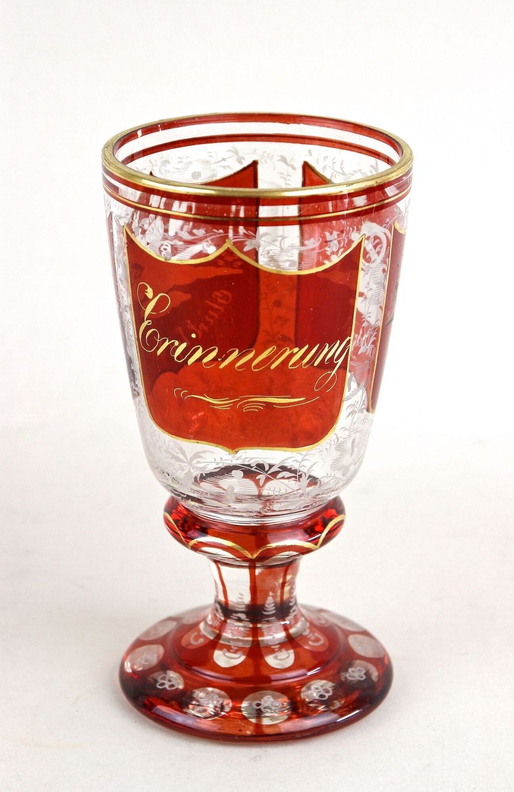 19th Century Biedermeier Glass Goblet   Engraved/ Handpainted, At Ca. 1835 photo vinterior