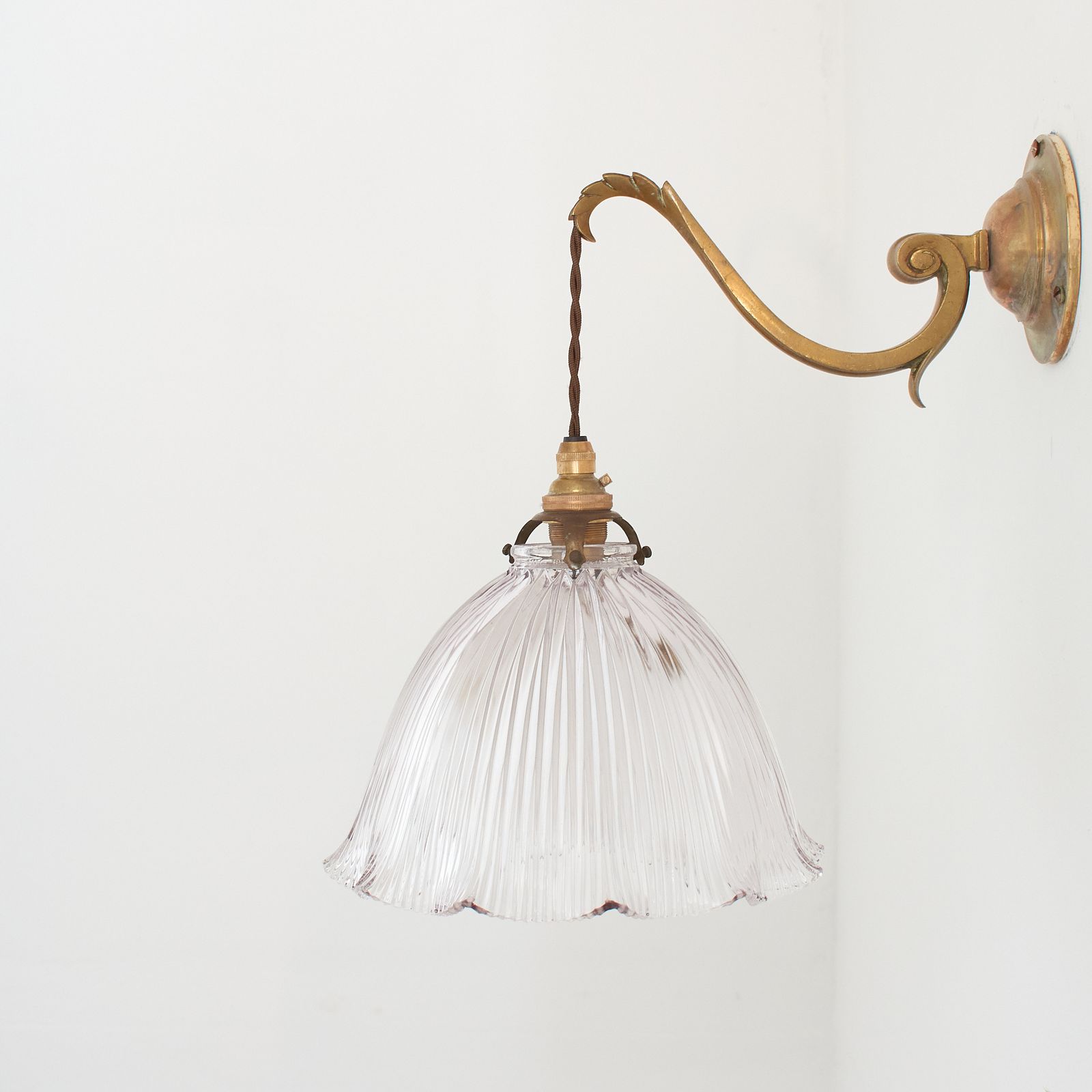 Antique Reclaimed Glass Holophane Wall Light – K photo Lighting