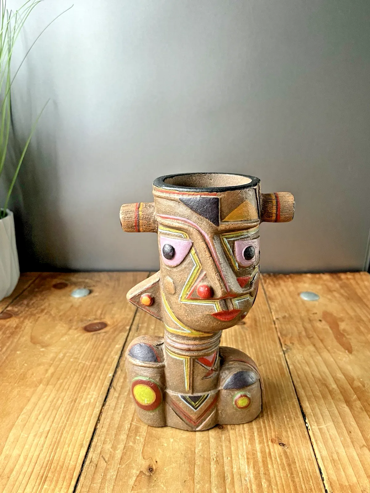 Mid Century Modernist Picasso Style Cubist Abstract Pottery Face Sculpture Vase photo for sale