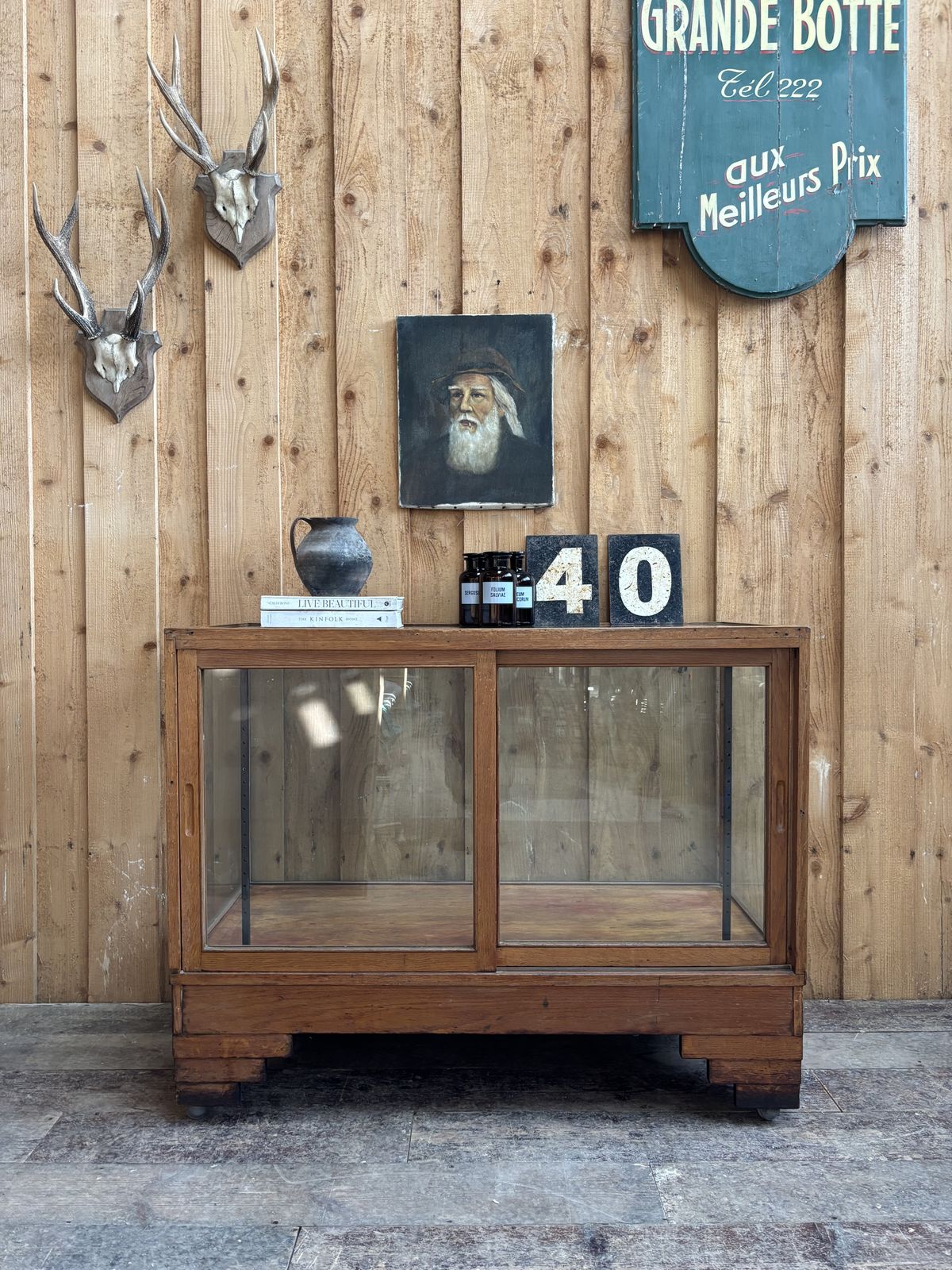 Vintage Haberdashery Oak Shop Counter Cabinet photo furniture