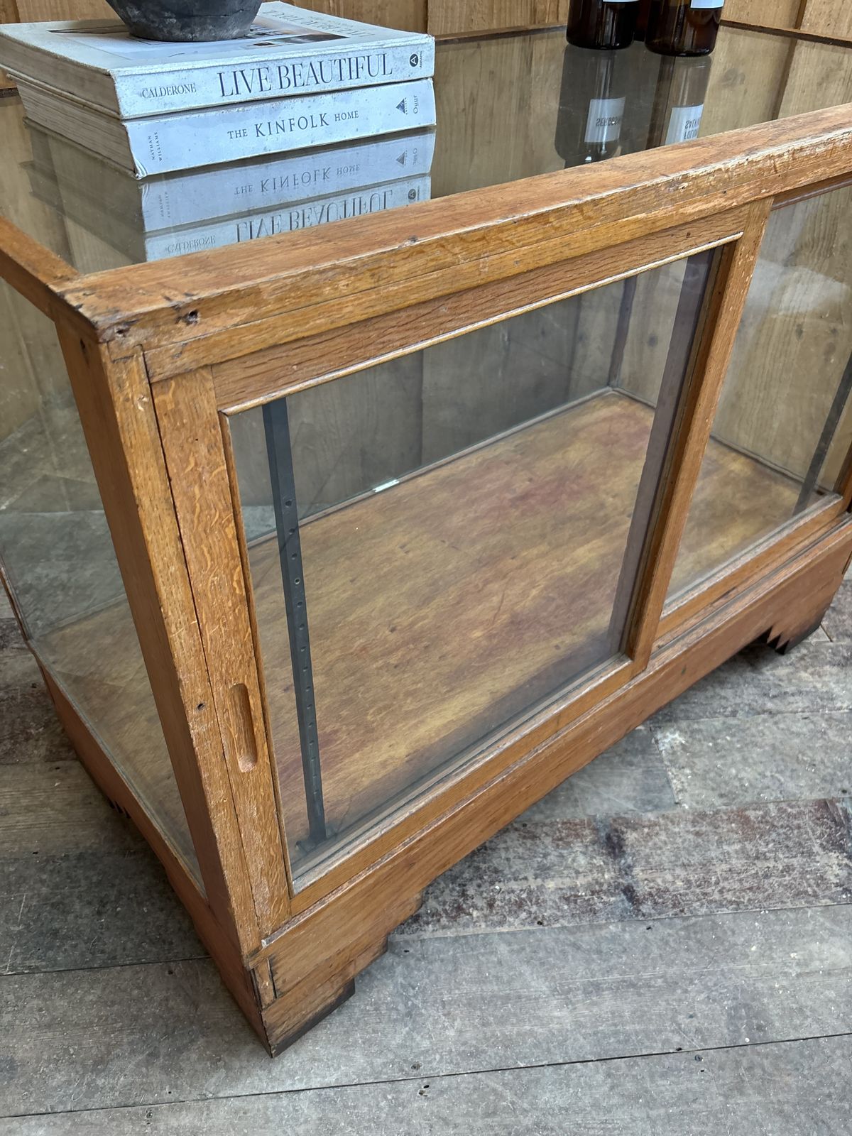 Vintage Haberdashery Oak Shop Counter Cabinet photo vinterior