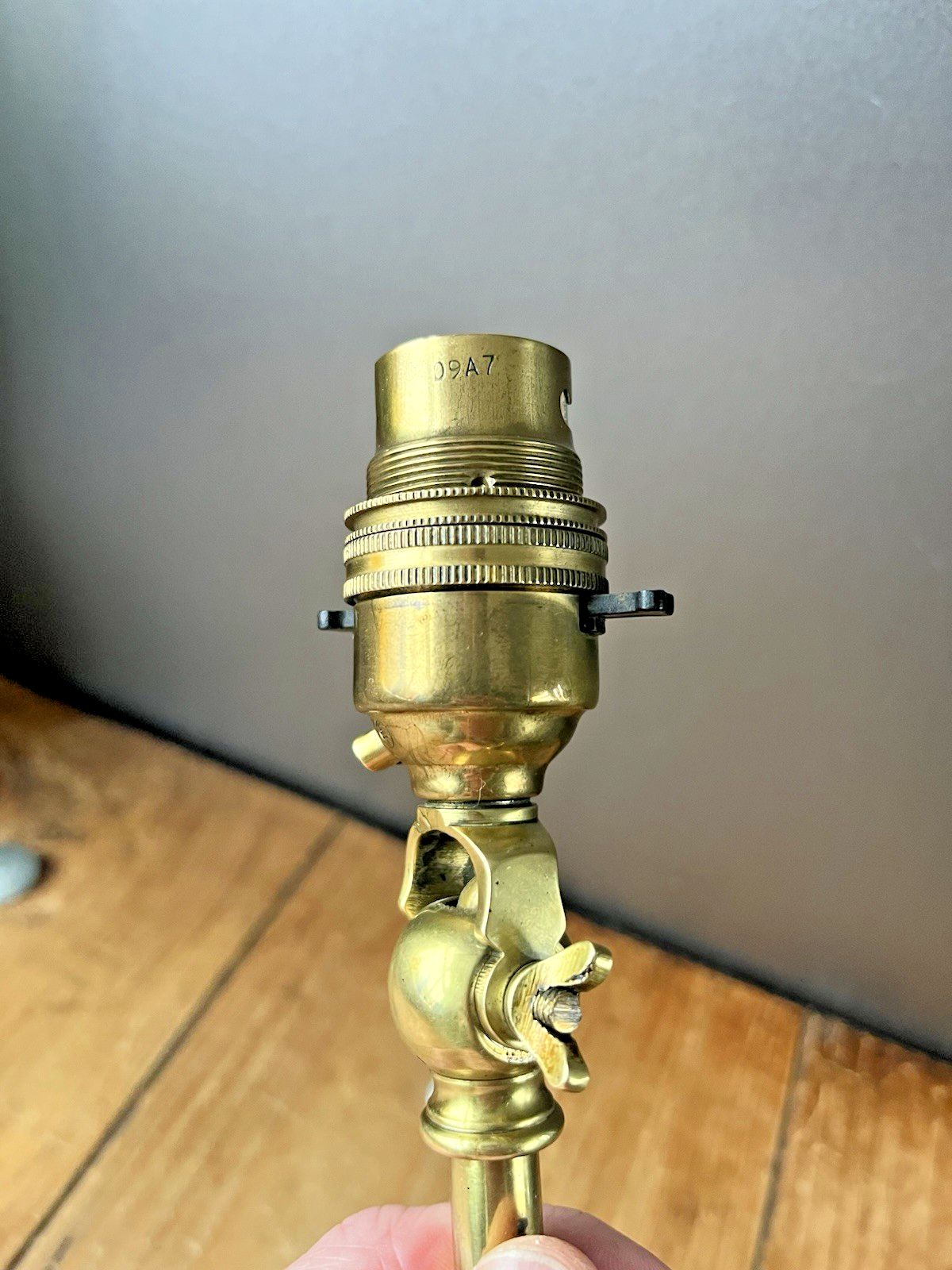 photo buy Antique Arts & Crafts Articulated Acanthus Candlestick Carriage Lamp Base Light