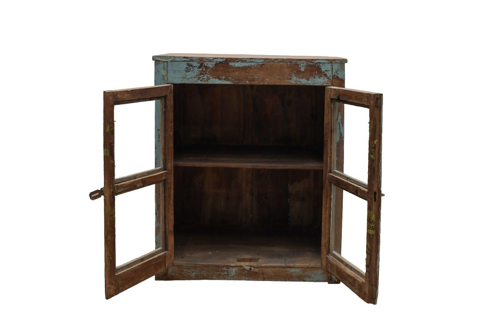 Vintage Indian Hardwood Glazed Colonial Wooden Kitchen Drinks Display Cabinet photo Furniture