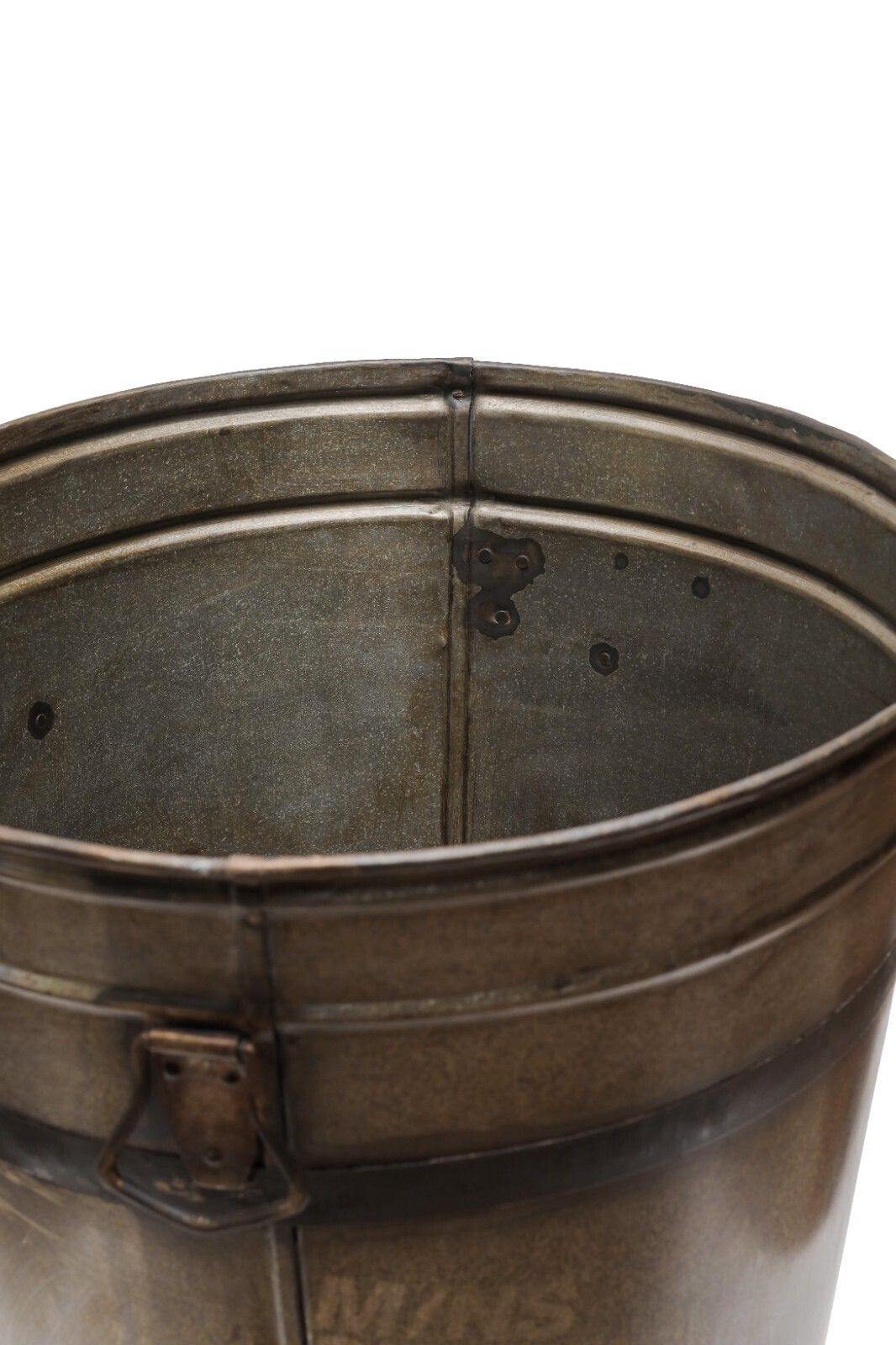 Xl Large Rustic Reclaimed Galvanised Round Metal Olive Tree Garden Planter photo vinterior