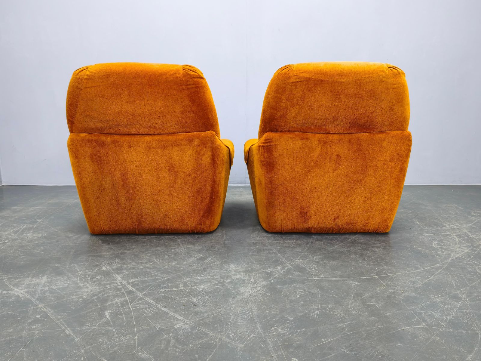 Pair Of Italian Space Age Lounge Chairs, Orange Upholstery, 1970s photo 2013.0