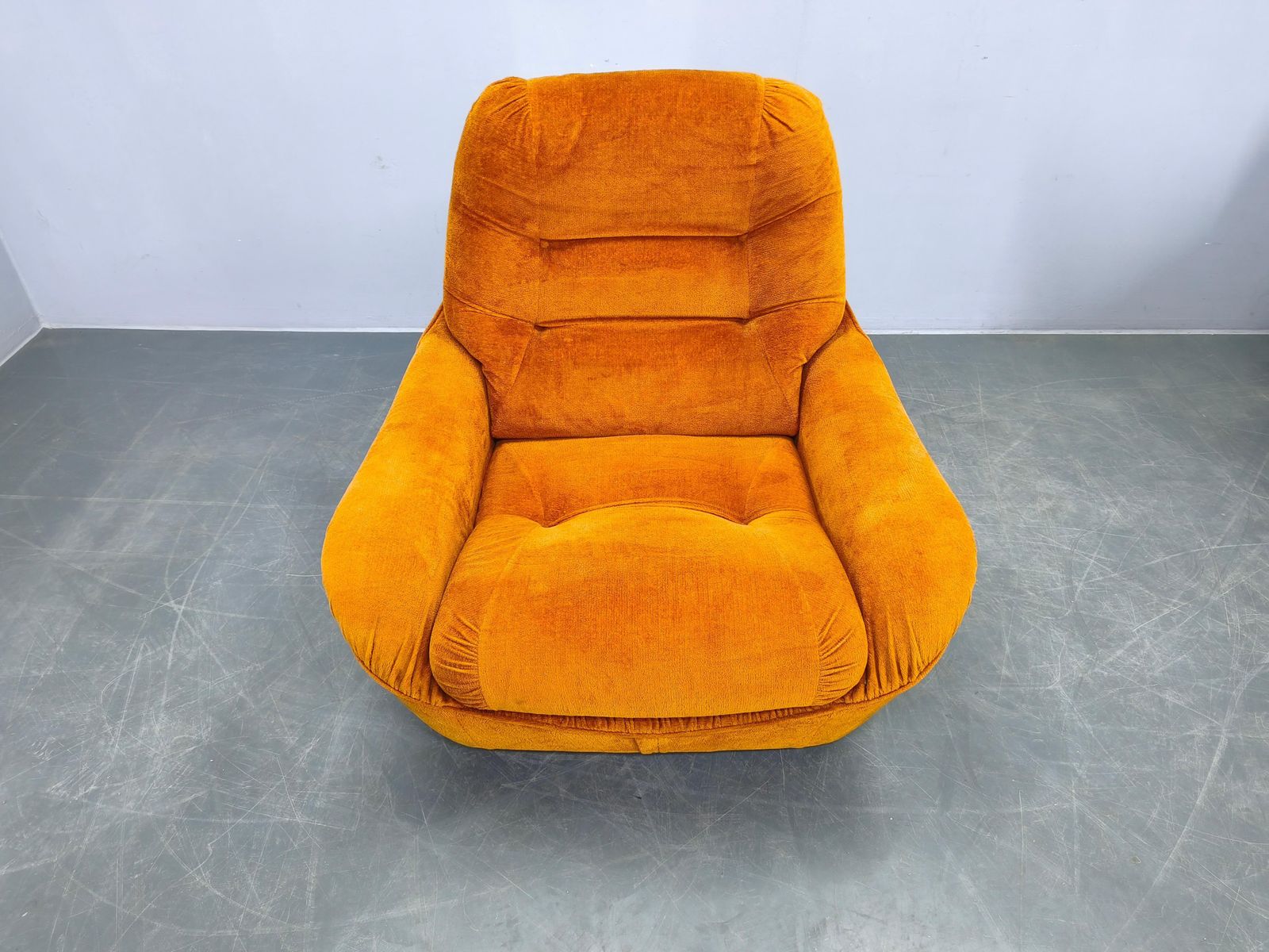 Pair Of Italian Space Age Lounge Chairs, Orange Upholstery, 1970s photo buy