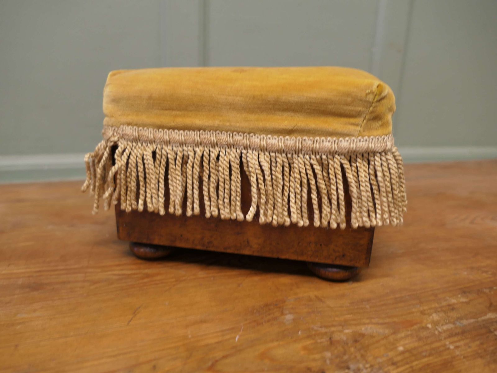 Victorian Mustard Velvet Foot Stool Or Bed Step A Lovely Piece photo 300.0