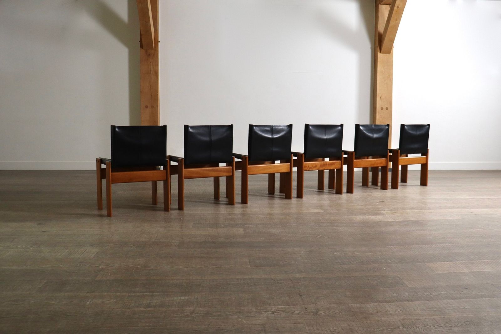 Meubels Set Van 6 'Monk' Eetkamerstoelen Van Afra En Tobia Scarpa Voor Molteni, Italië, 1974 photo