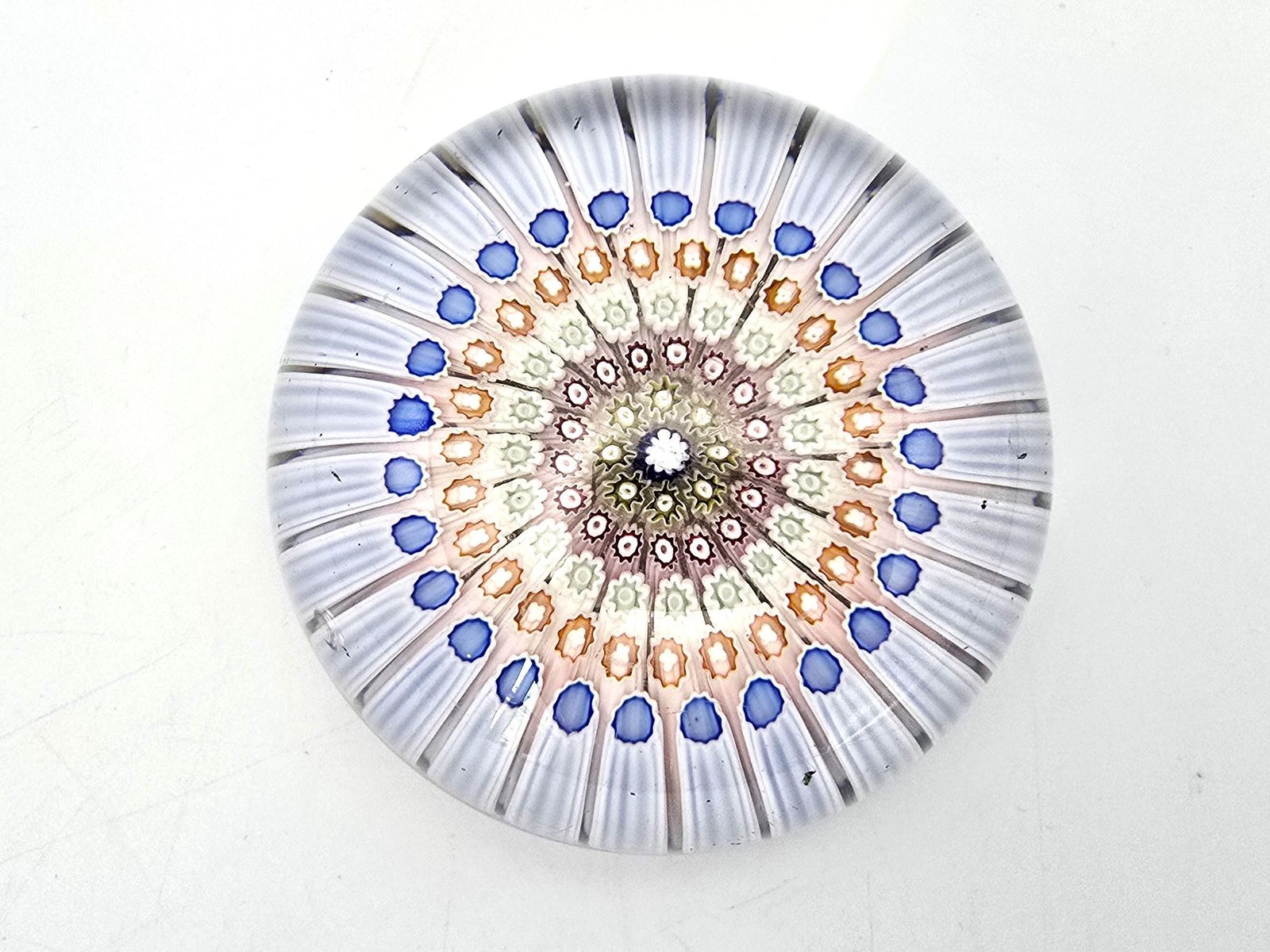 Antique Millefiori English Footed Paperweight C. 1910, Rare With Uranium Glass Canes photo furniture