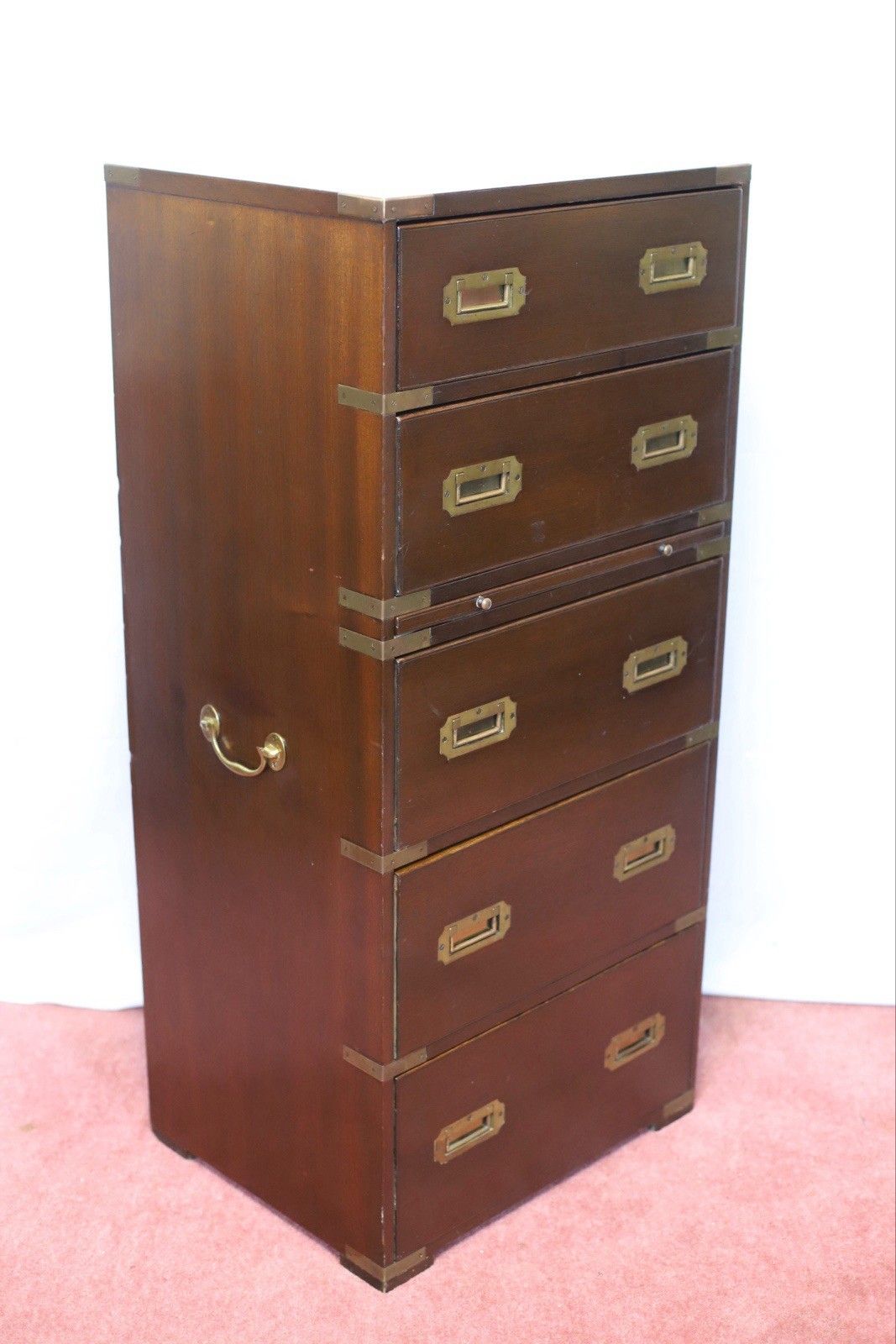 Lovely 1960 Military Campaign Style Chest Of Five Drawers photo vinterior