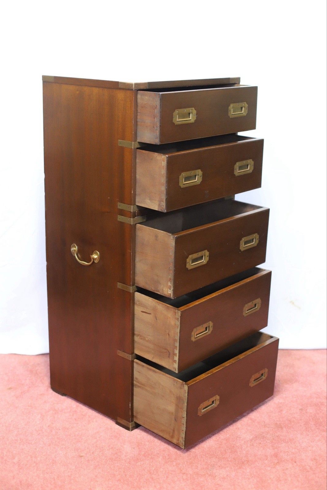 Lovely 1960 Military Campaign Style Chest Of Five Drawers photo buy