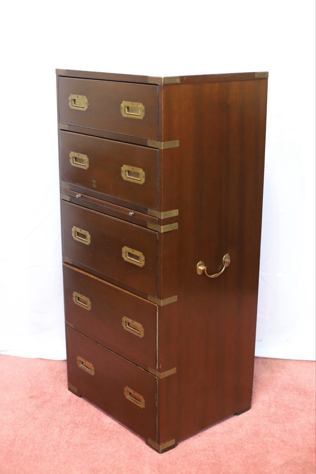 895.0 Lovely 1960 Military Campaign Style Chest Of Five Drawers photo