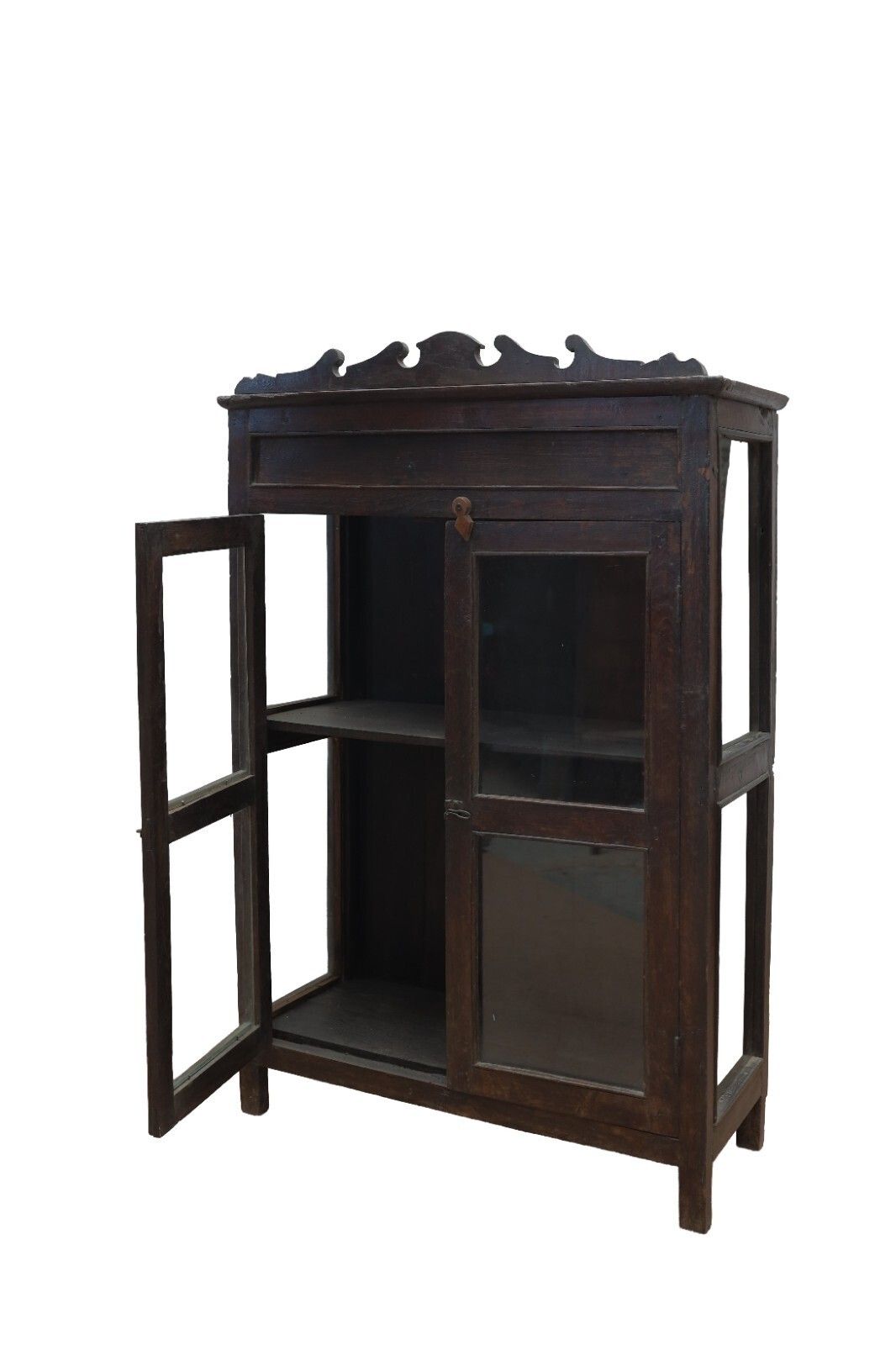 Vintage Indian Colonial Wooden Glazed Display Drinks Cabinet Cupboard photo 270.0