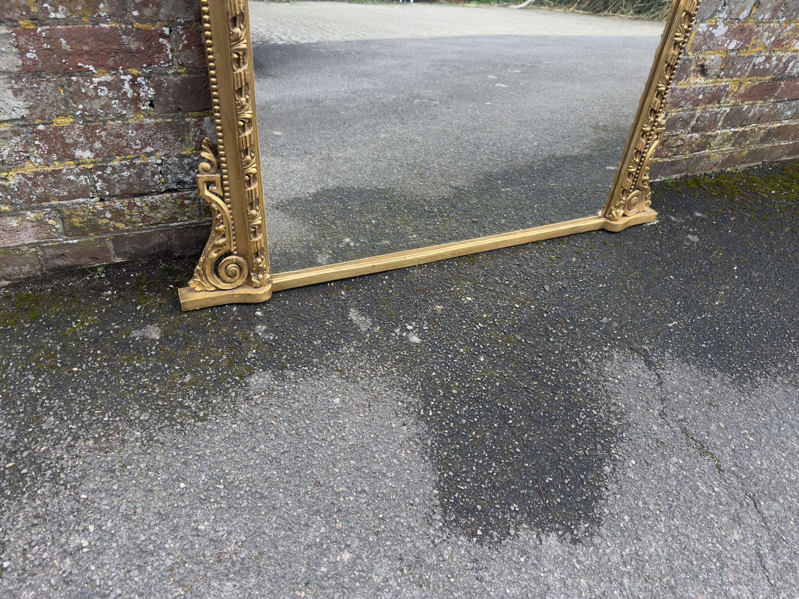 A Fabulous Large Antique English 19th Century C Ribbed Framed Overmantle Mirror. photo for sale
