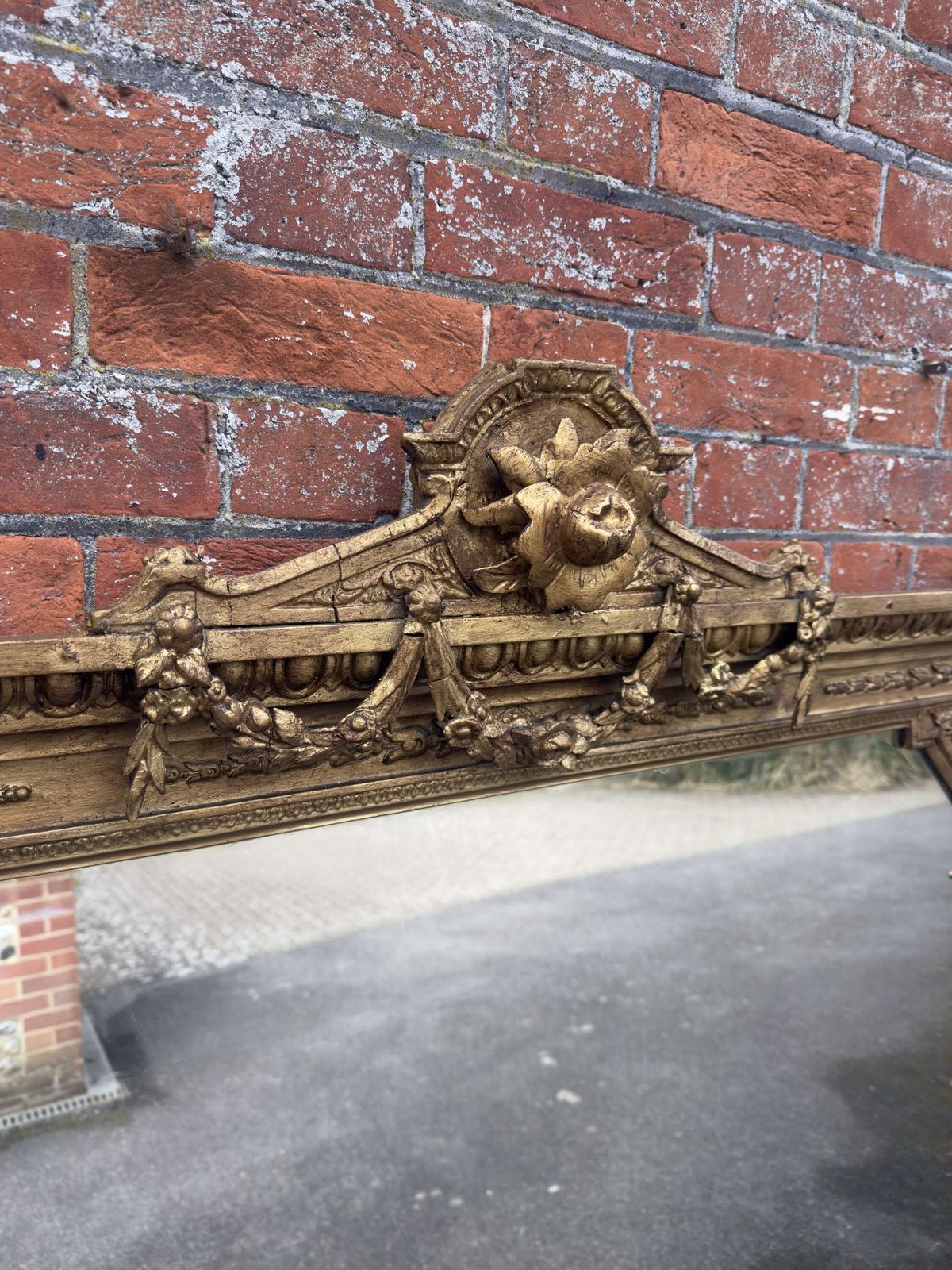 A Spectacular Large Antique English 19th C Gilt Overmantle Mirror. photo furniture