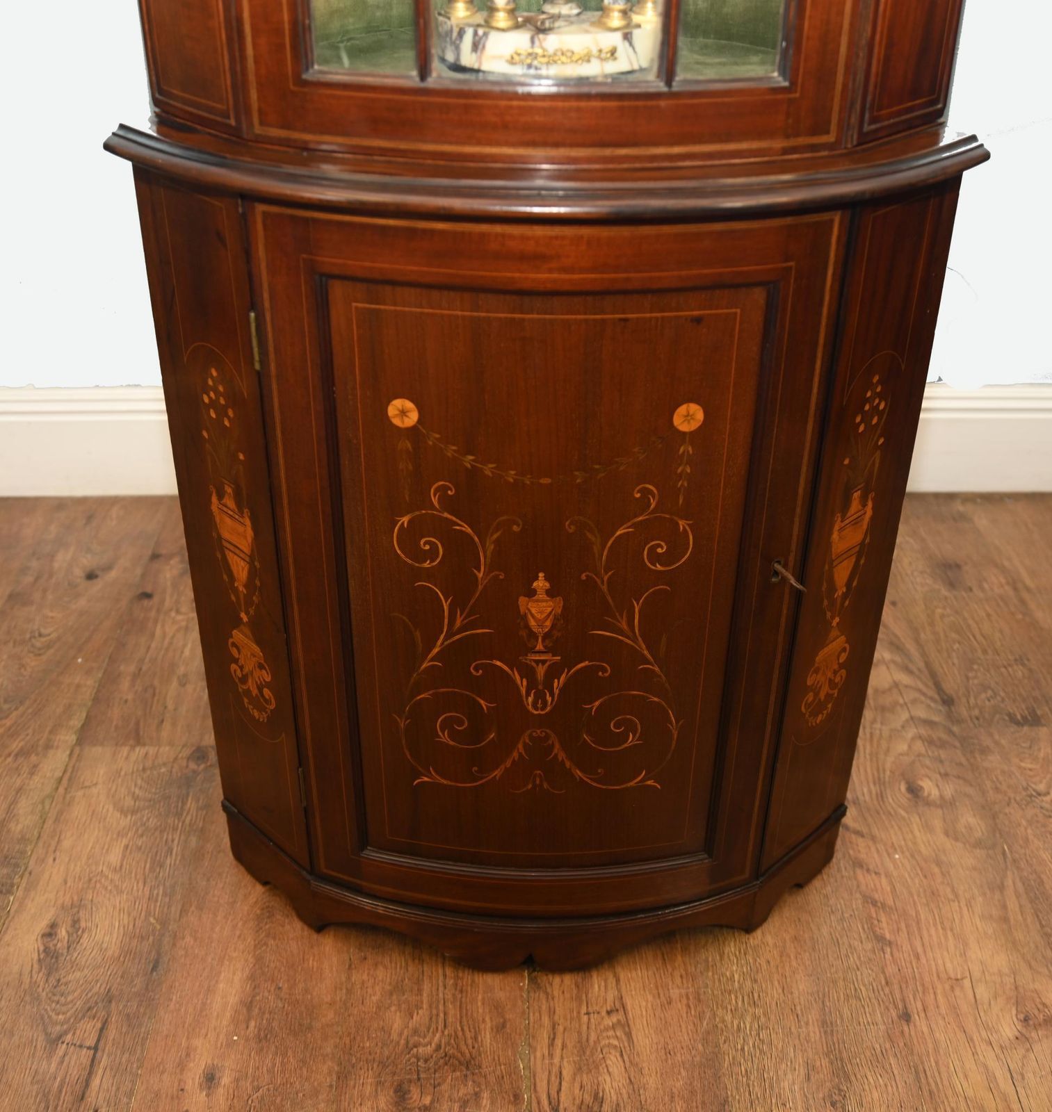 Edwardian Inlaid Mahogany Corner Display Cabinet 1910 photo Furniture