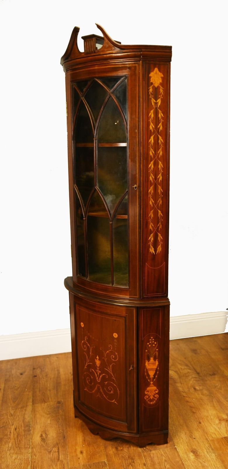 Edwardian Inlaid Mahogany Corner Display Cabinet 1910 photo buy