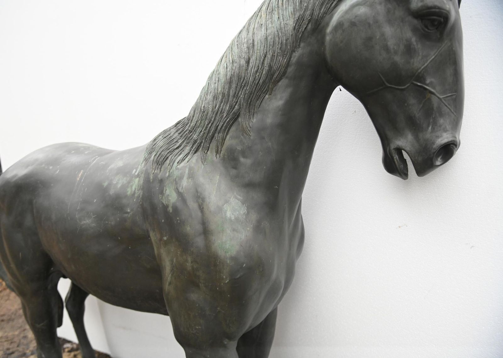 photo vintage Lifesize Bronze Horse Statue Garden Equestrian Sculpture