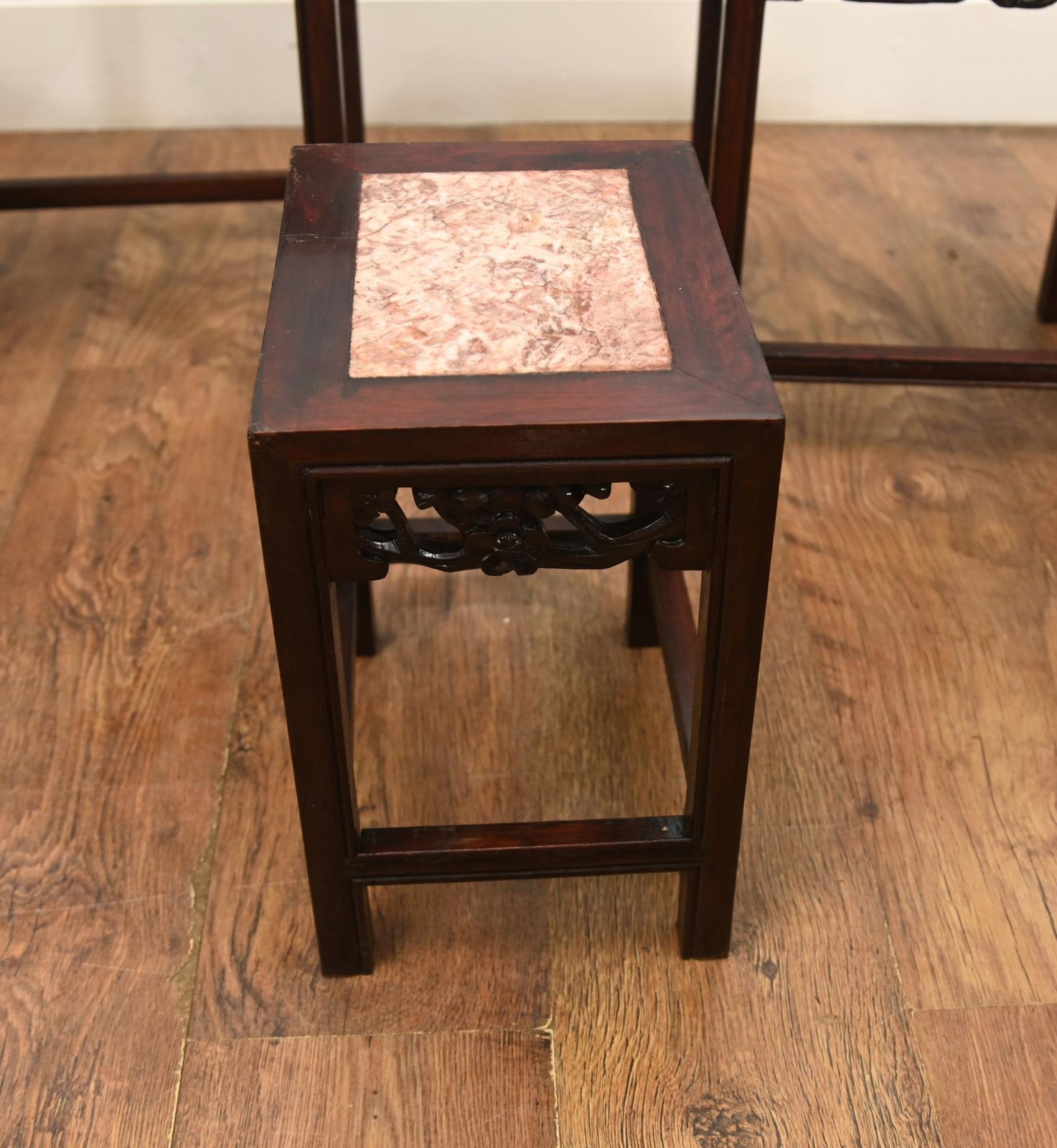 photo furniture Chinese Hardwood Nest Of Tables Set 4 Marble Tops