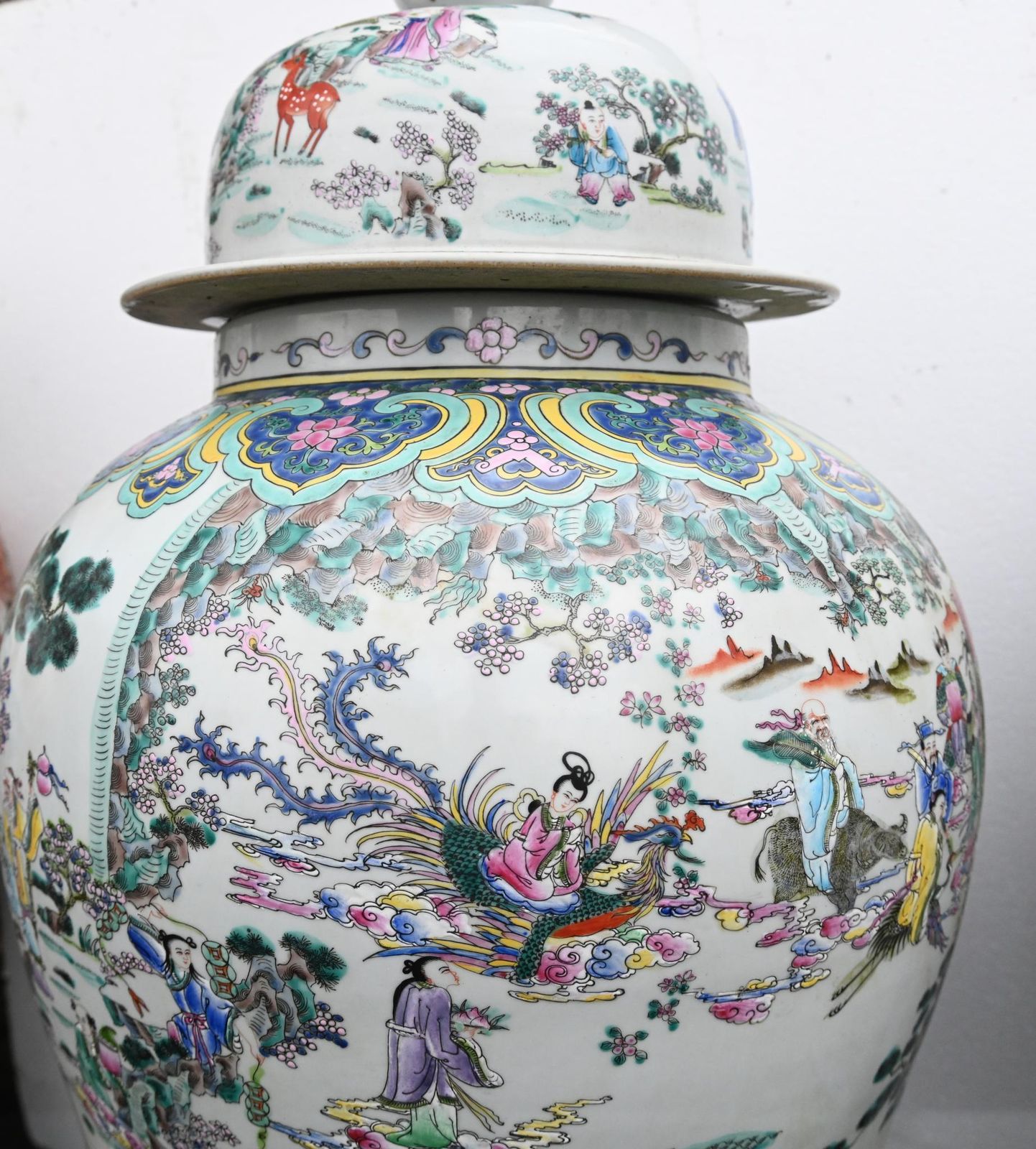 Pair Chinese Porcelain Vases   Qianlong Ginger Jars 4ft Tall photo vintage