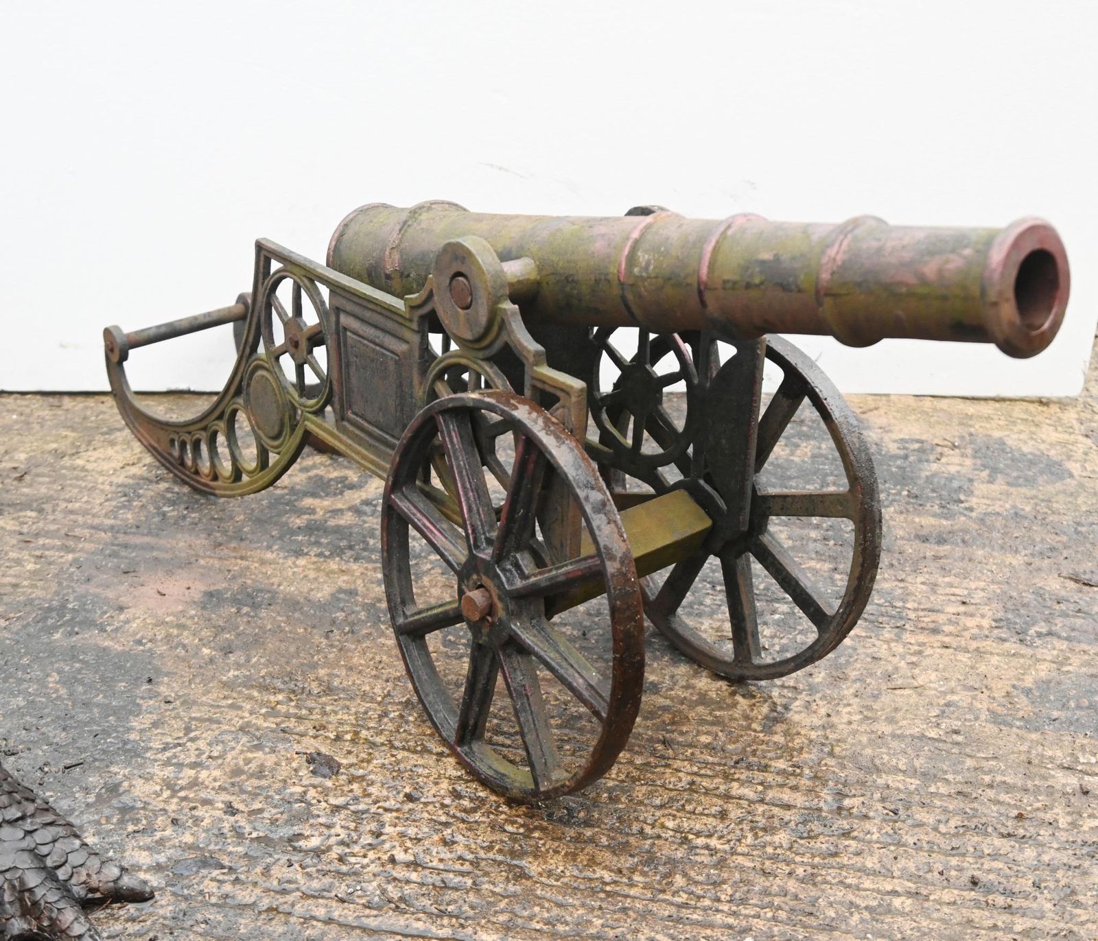 Cast Iron English Cannon Vintage Garden Salvage photo vinterior