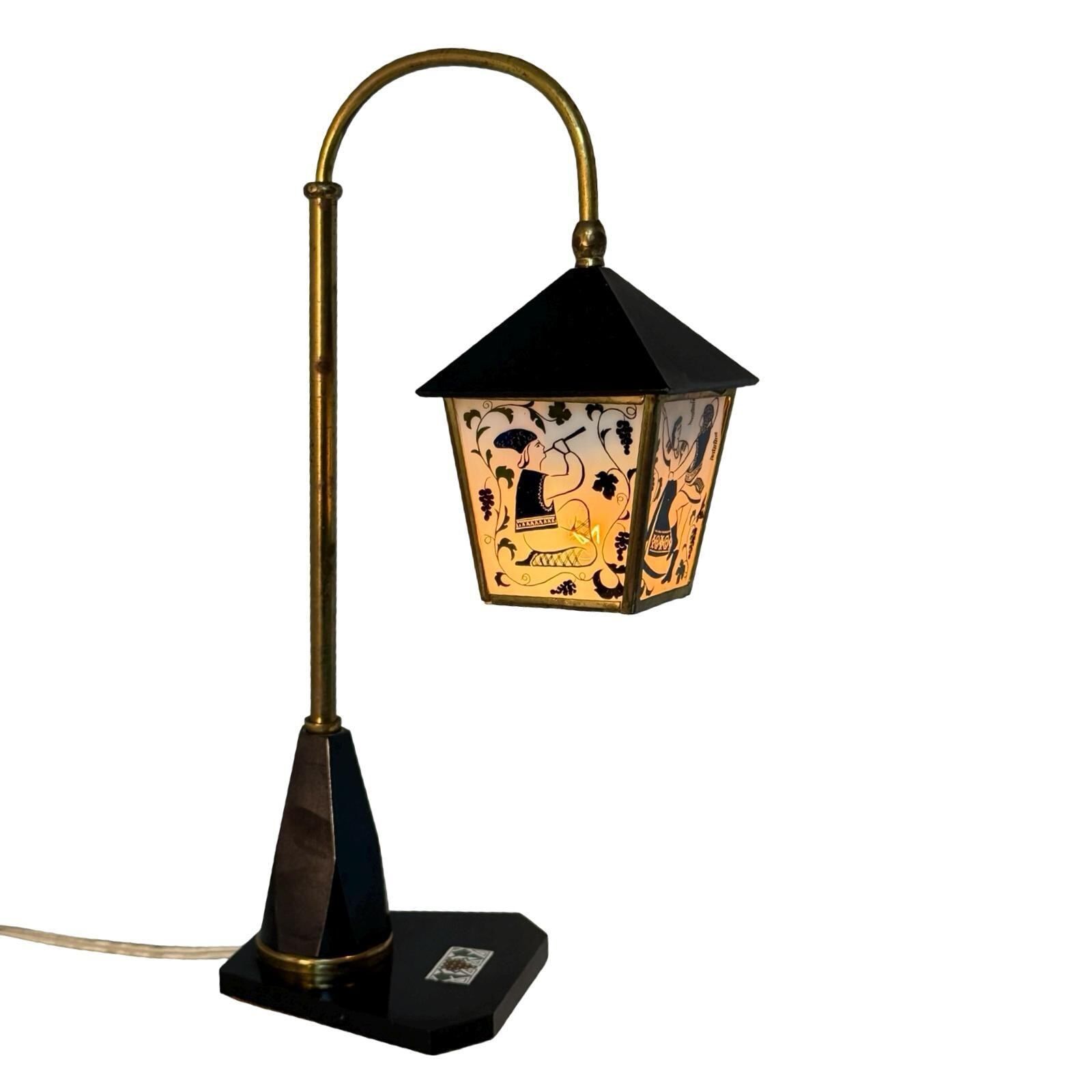 Vintage Table Lamp In Art Deco Style   Stained Glass Shade And Decorative Base   Approx. 1960's   Ukraine   Available As Set