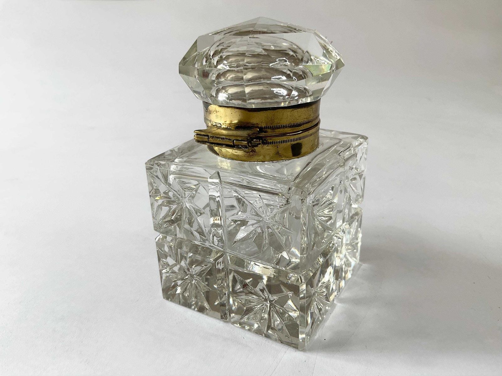 Edwardian Brass & Cut Glass Desk Inkwell – C.1905 photo Home Decor