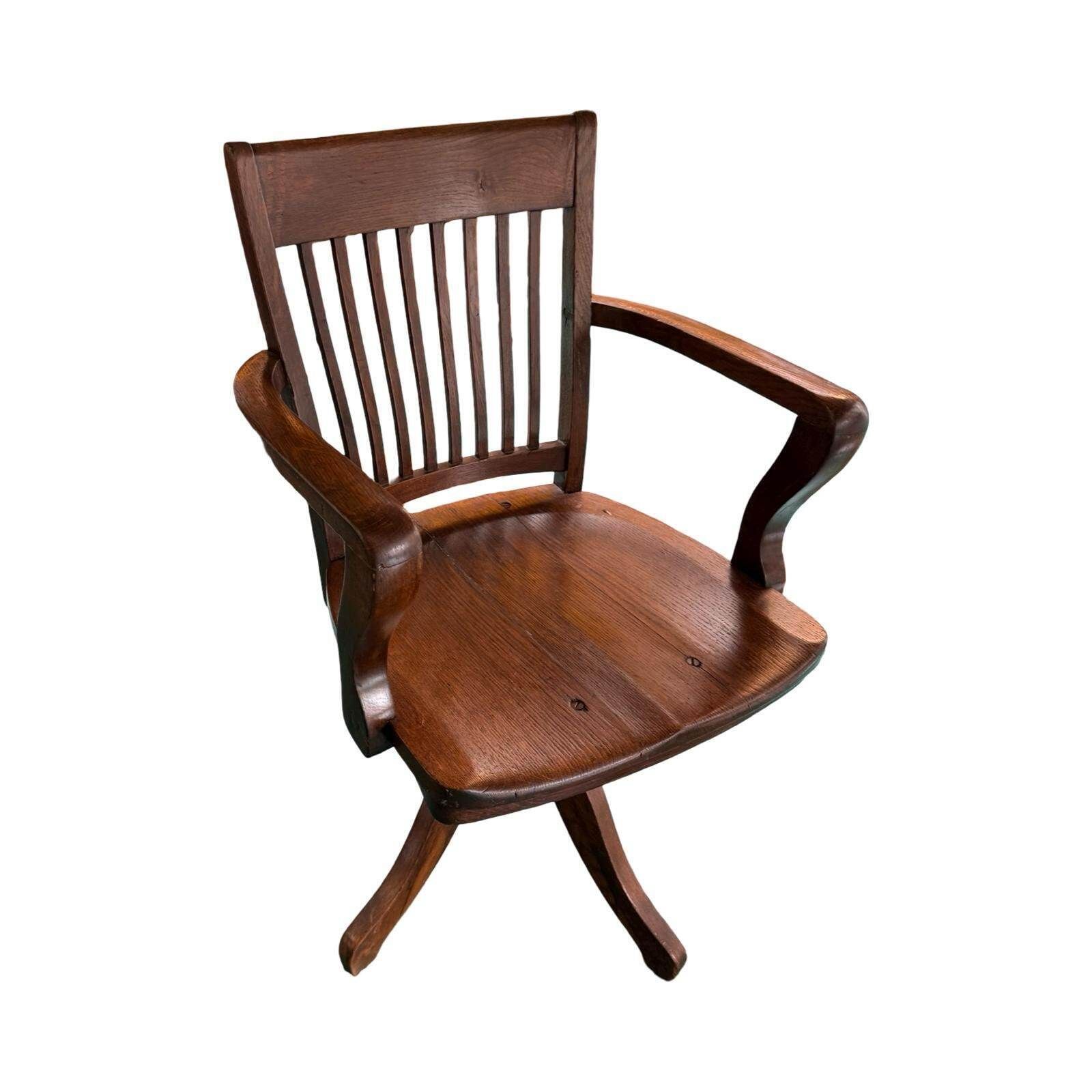 Bent Wood Captains Chair   Mounted On A Swiveling Base   Cast Iron Base   Antique Oak