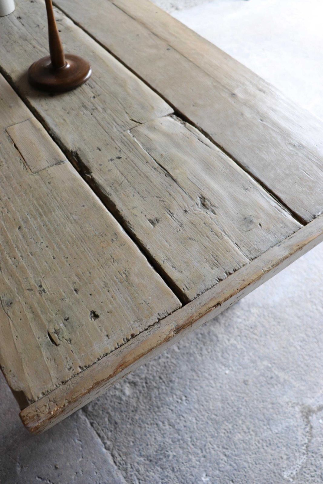 Fabulous 8 1/2 Ft Long Rustic Refectory Table With Plank Top And Ornate Swag Base photo vinterior