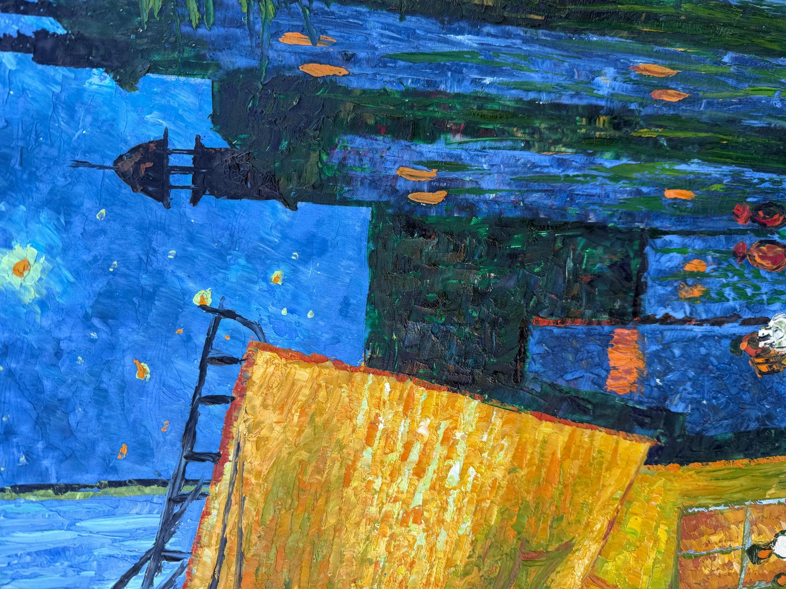 Large Post Impressionist Night Café Terrace Scene Oil Painting After Van Gogh photo 1250.0