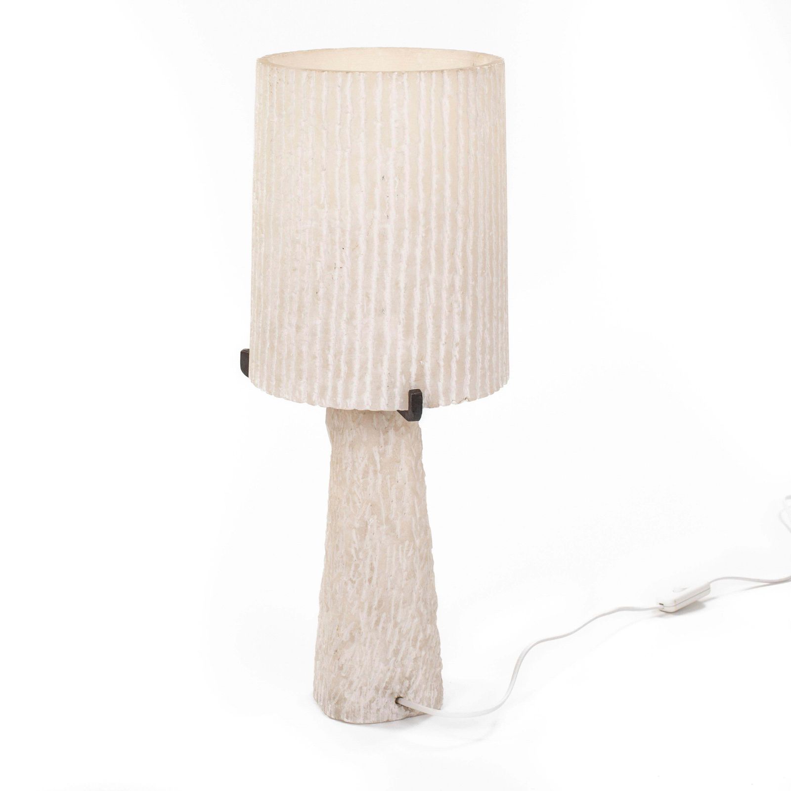 French Mid Century Alabaster Table Lamp With A Carved Geometric Face, 1960s photo vintage