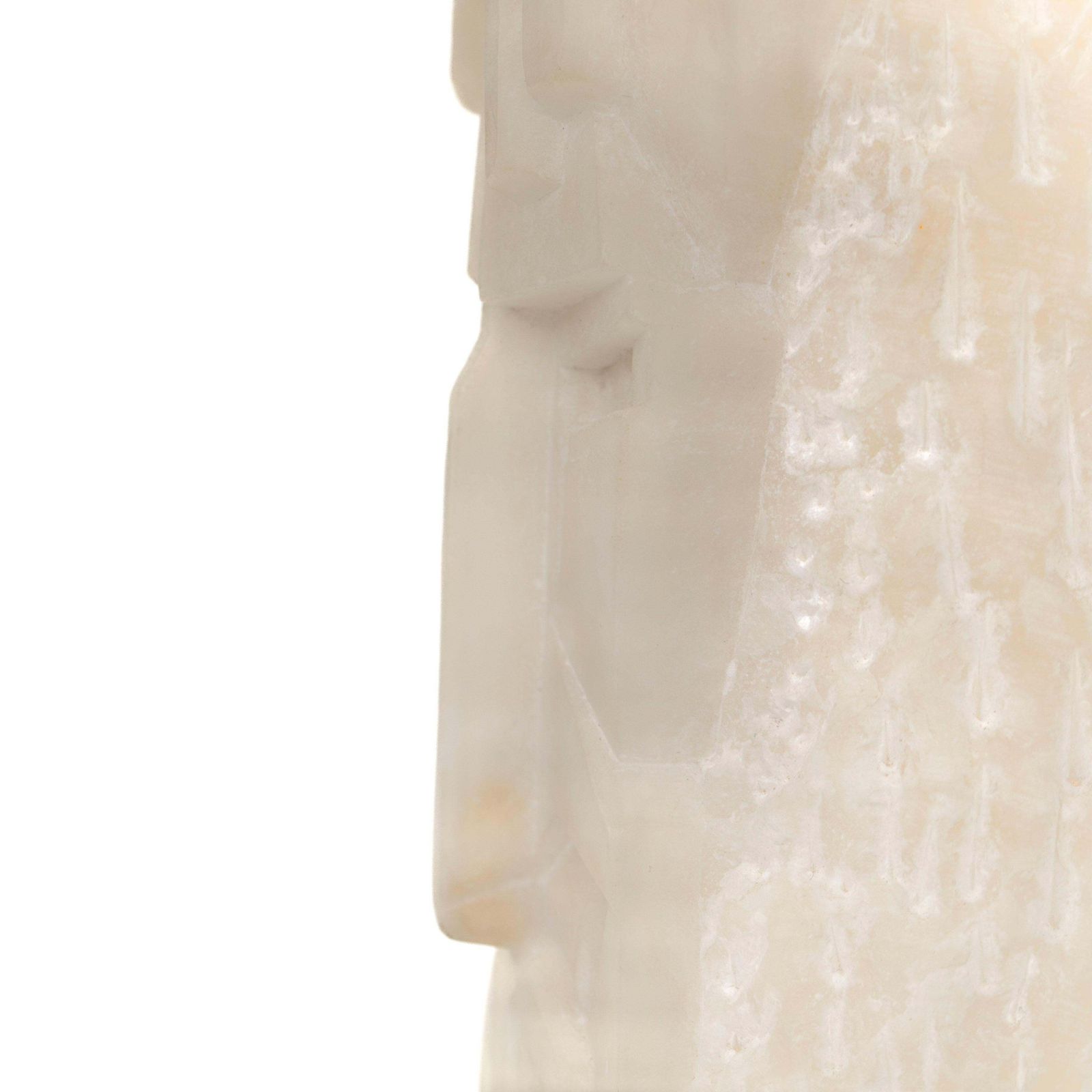 photo vinterior French Mid Century Alabaster Table Lamp With A Carved Geometric Face, 1960s