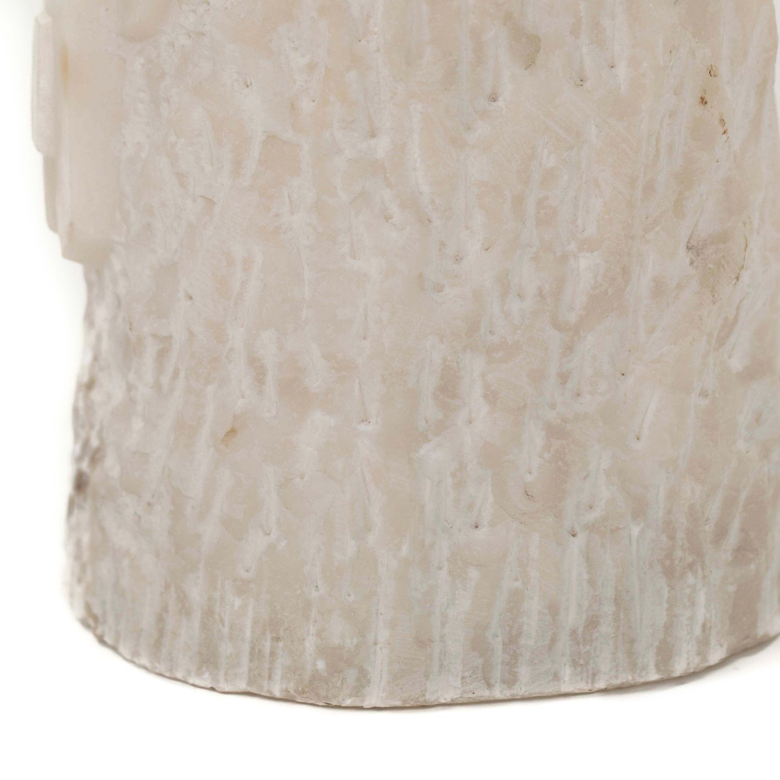 photo buy French Mid Century Alabaster Table Lamp With A Carved Geometric Face, 1960s