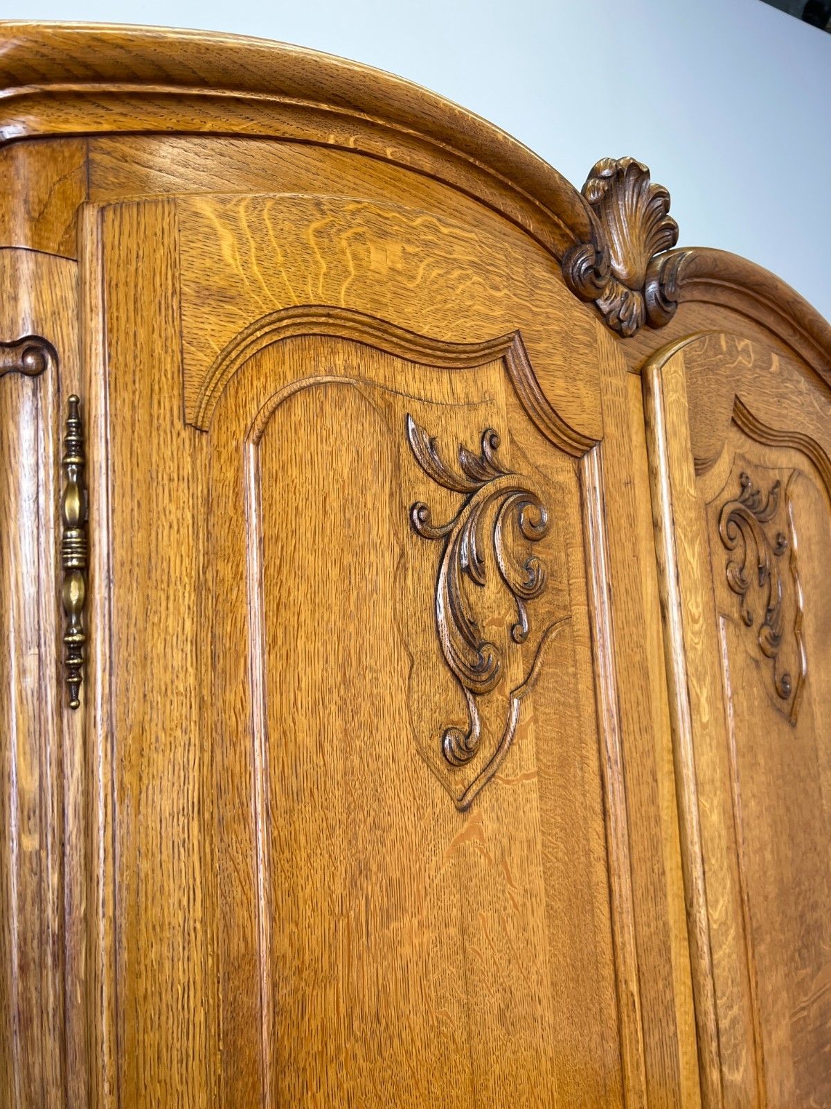 Wardrobe Vintage French Louis XVI Style Four Door Oak Carved Armoire Lot 4929 photo vinterior