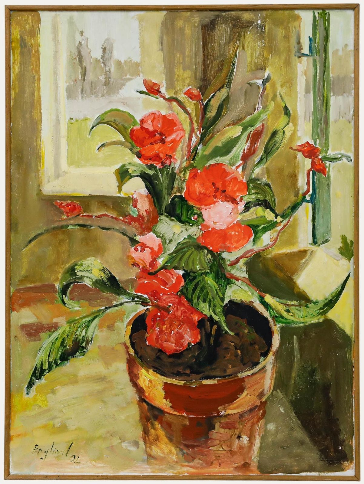 Frederick John England (B.1939) 2002 Oil, Potted Flowers